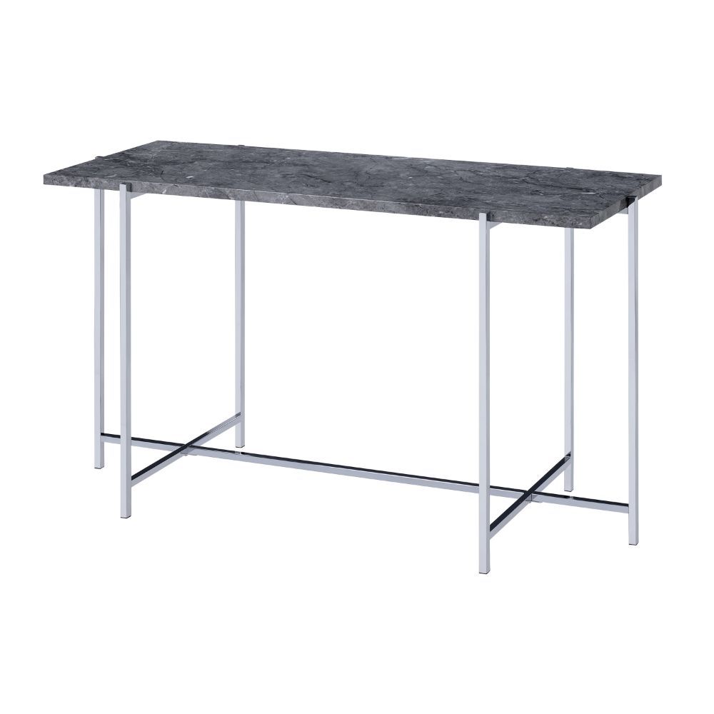 ACME Adelae - Accent Table - Faux Marble & Chrome | Meri Furniture