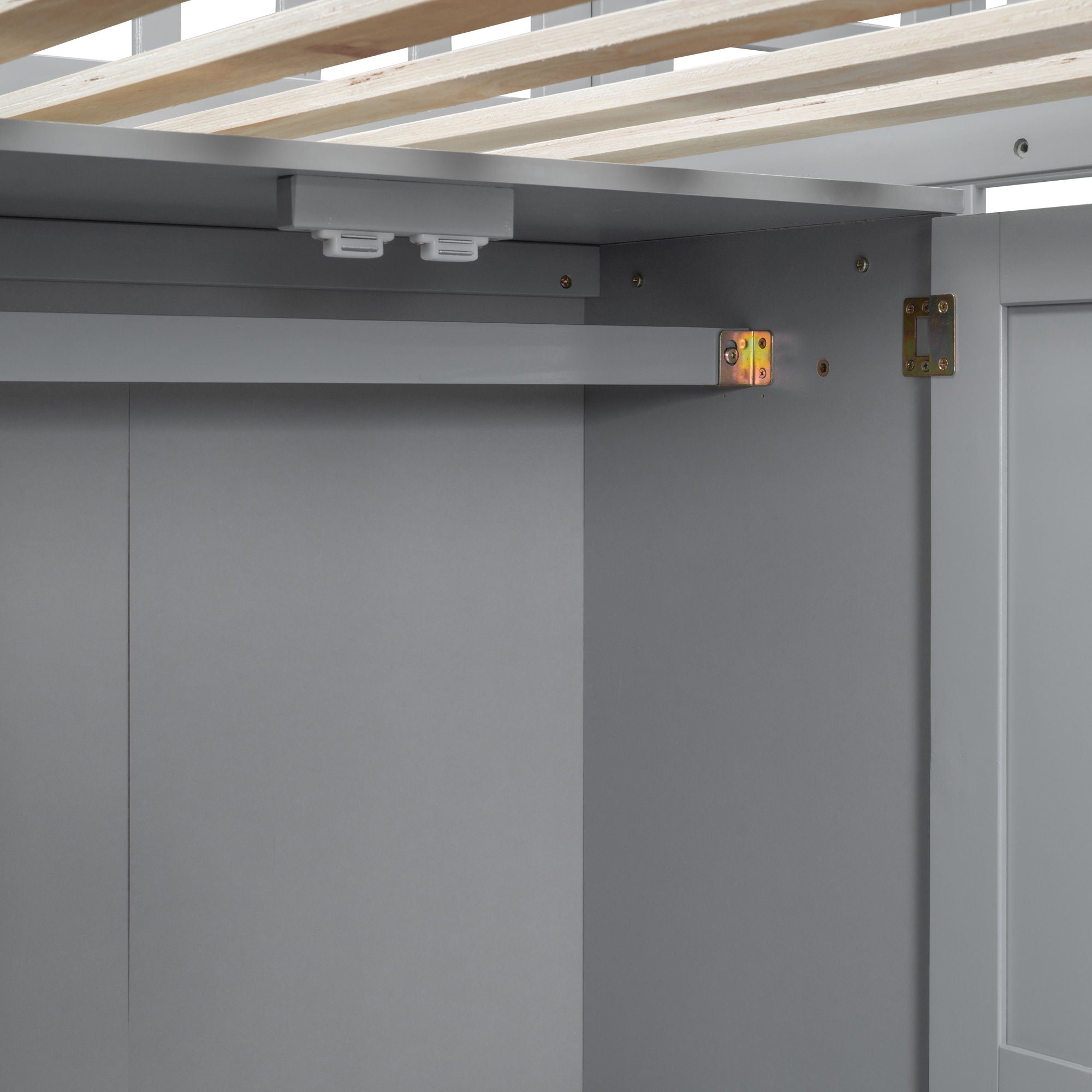 Loft Bed With Bookshelf, Drawers, Desk, And Wardrobe