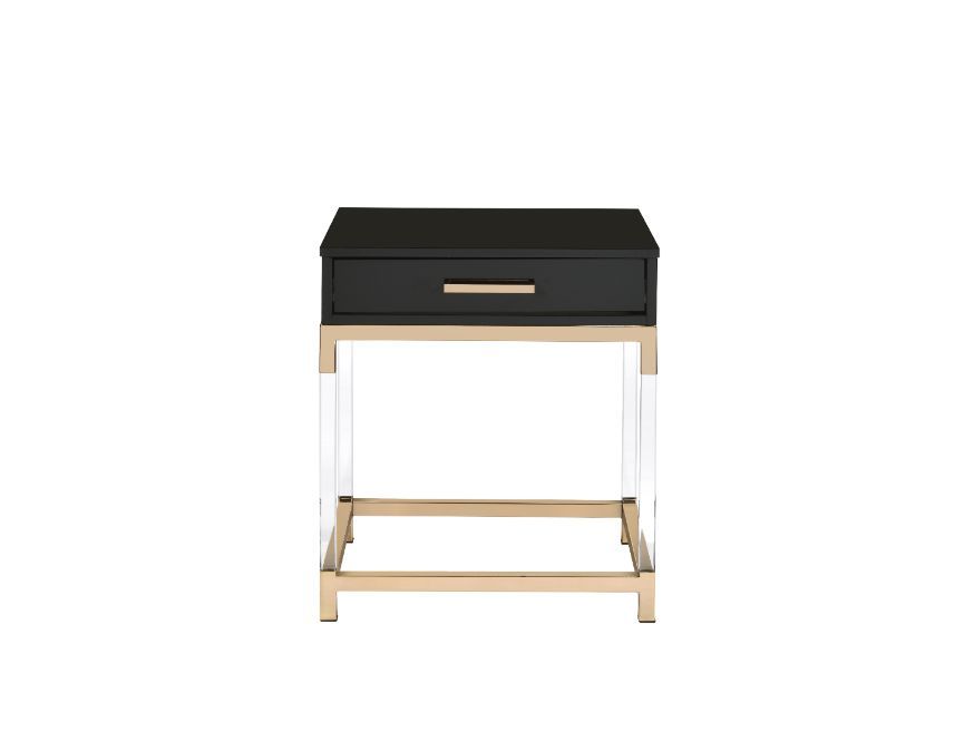 ACME Adiel - End Table - Black & Gold Finish | Meri Furniture