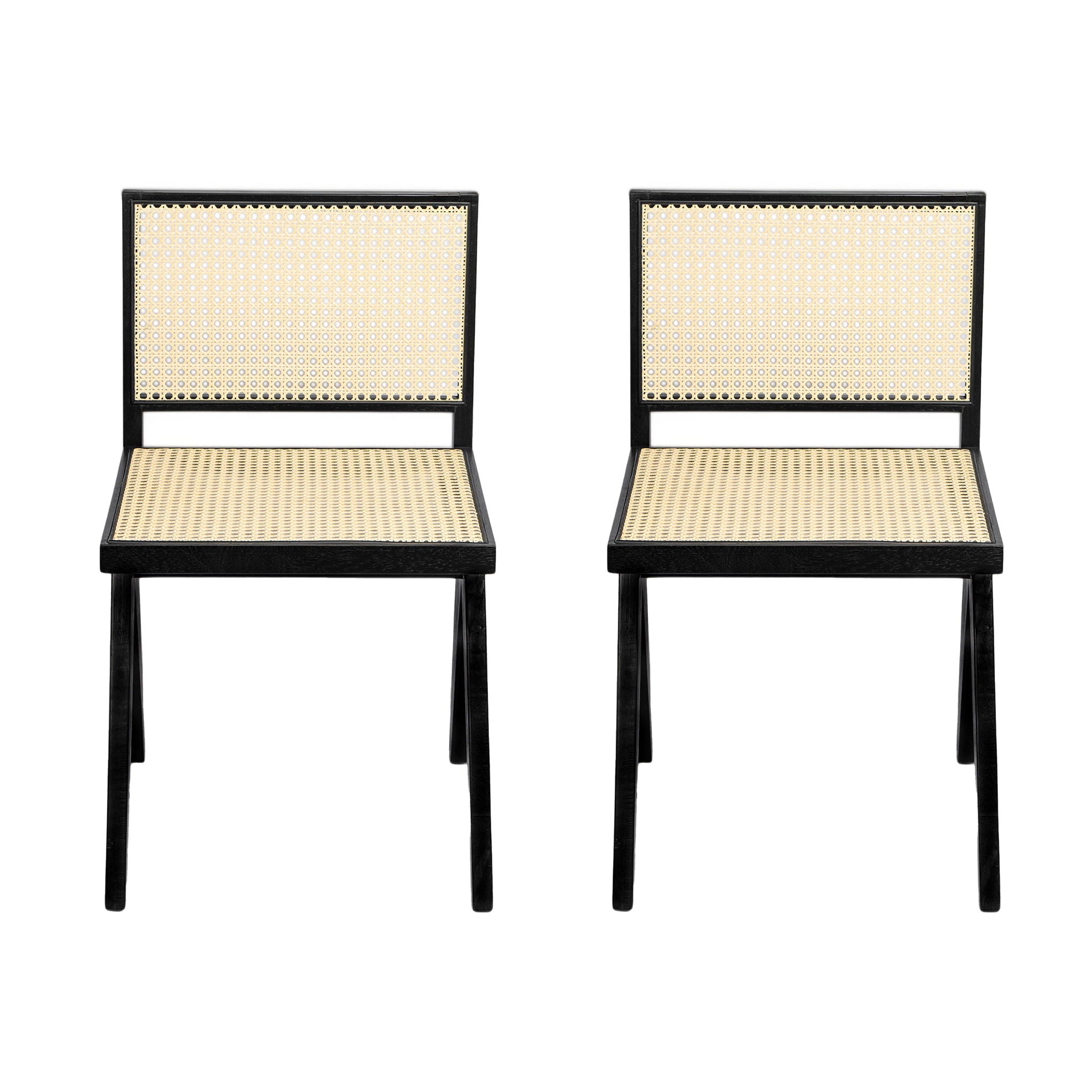 Chandigarh Dining Room Chairs With Natural Rattan (Set of 2)