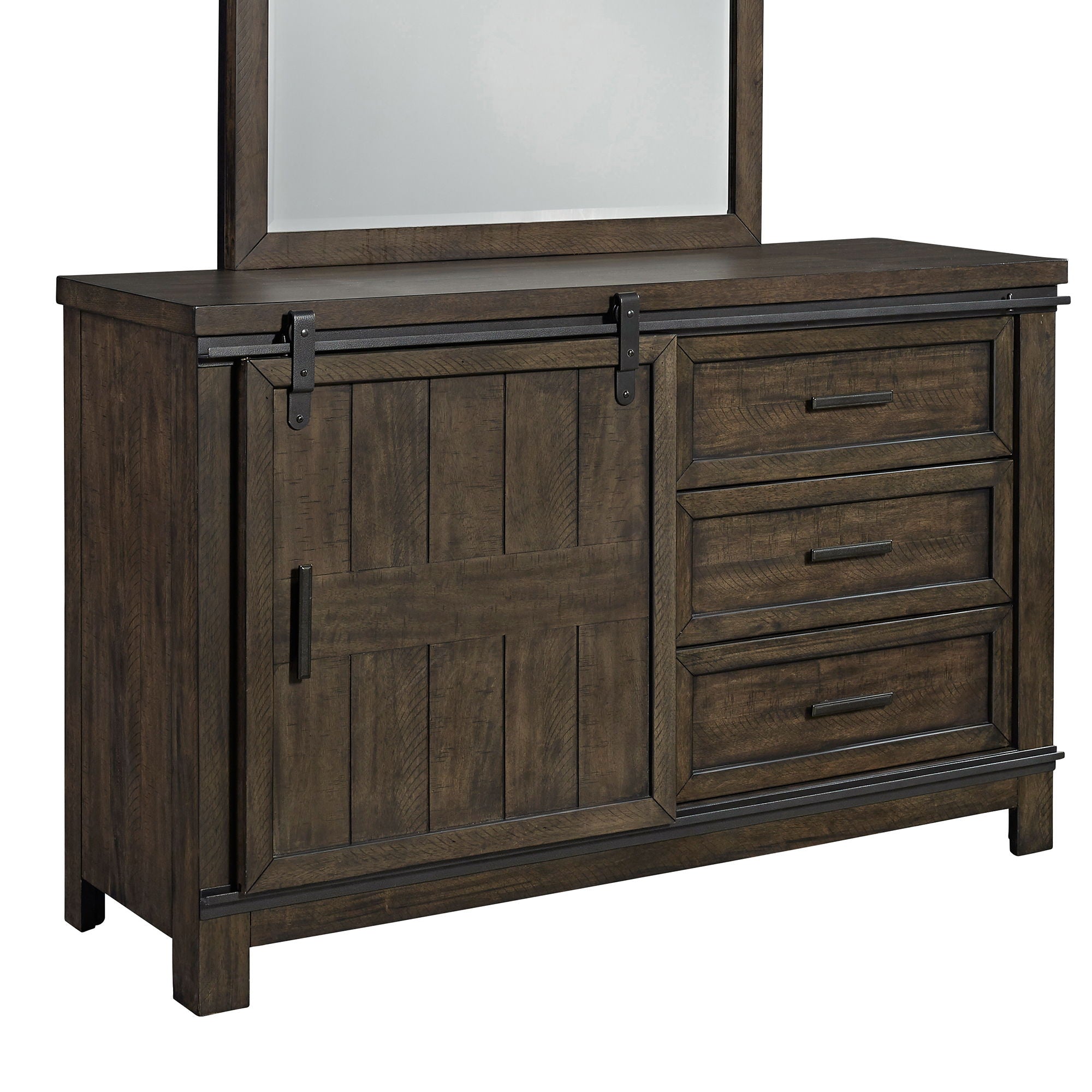 Liberty Furniture Thornwood Hills - Barn Door Dresser - Dark Brown | Meri Furniture