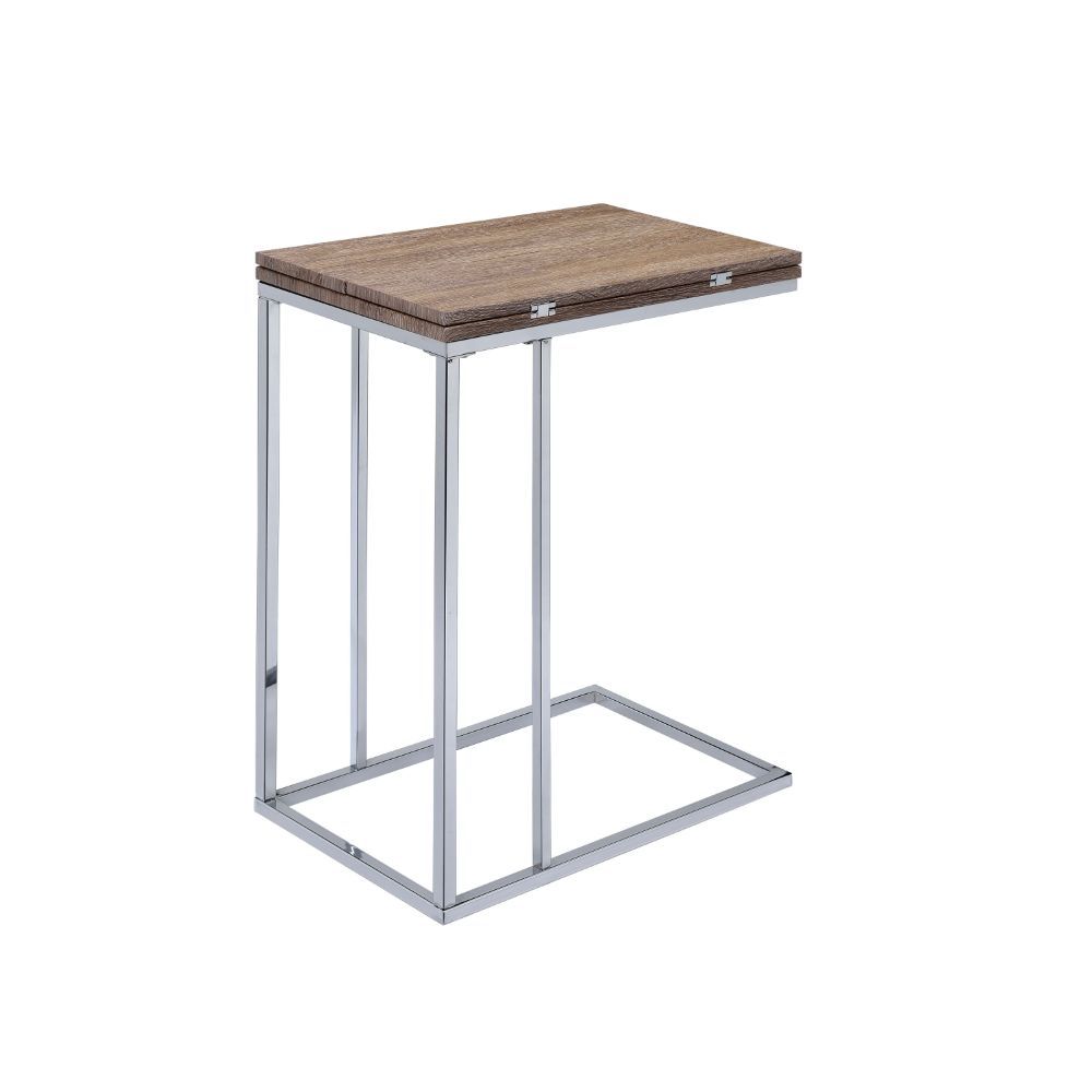 ACME Danson - Accent Table - Weathered Oak & Chrome | Meri Furniture