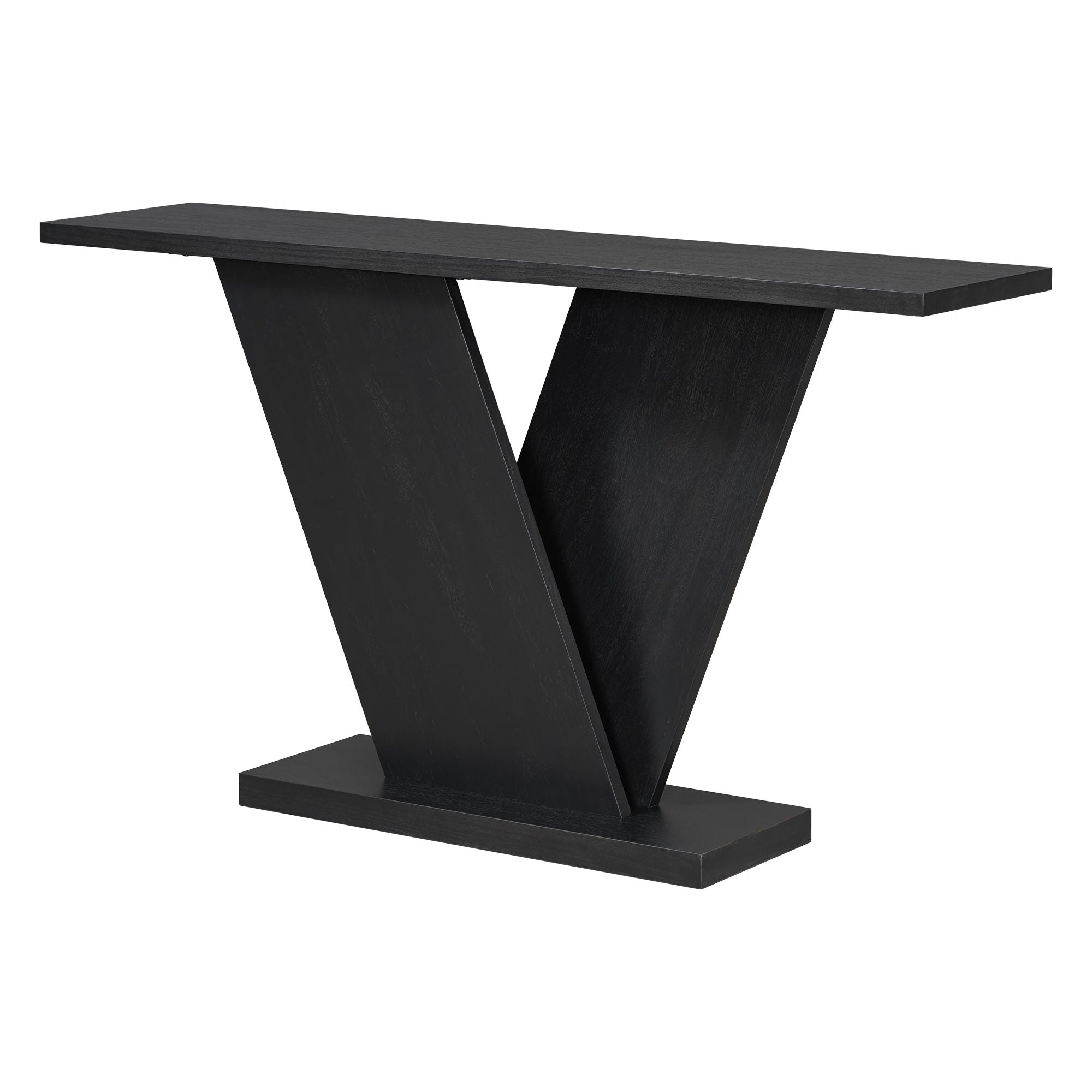 Console Table With V Shape Base, Sculptural Entryway Accent