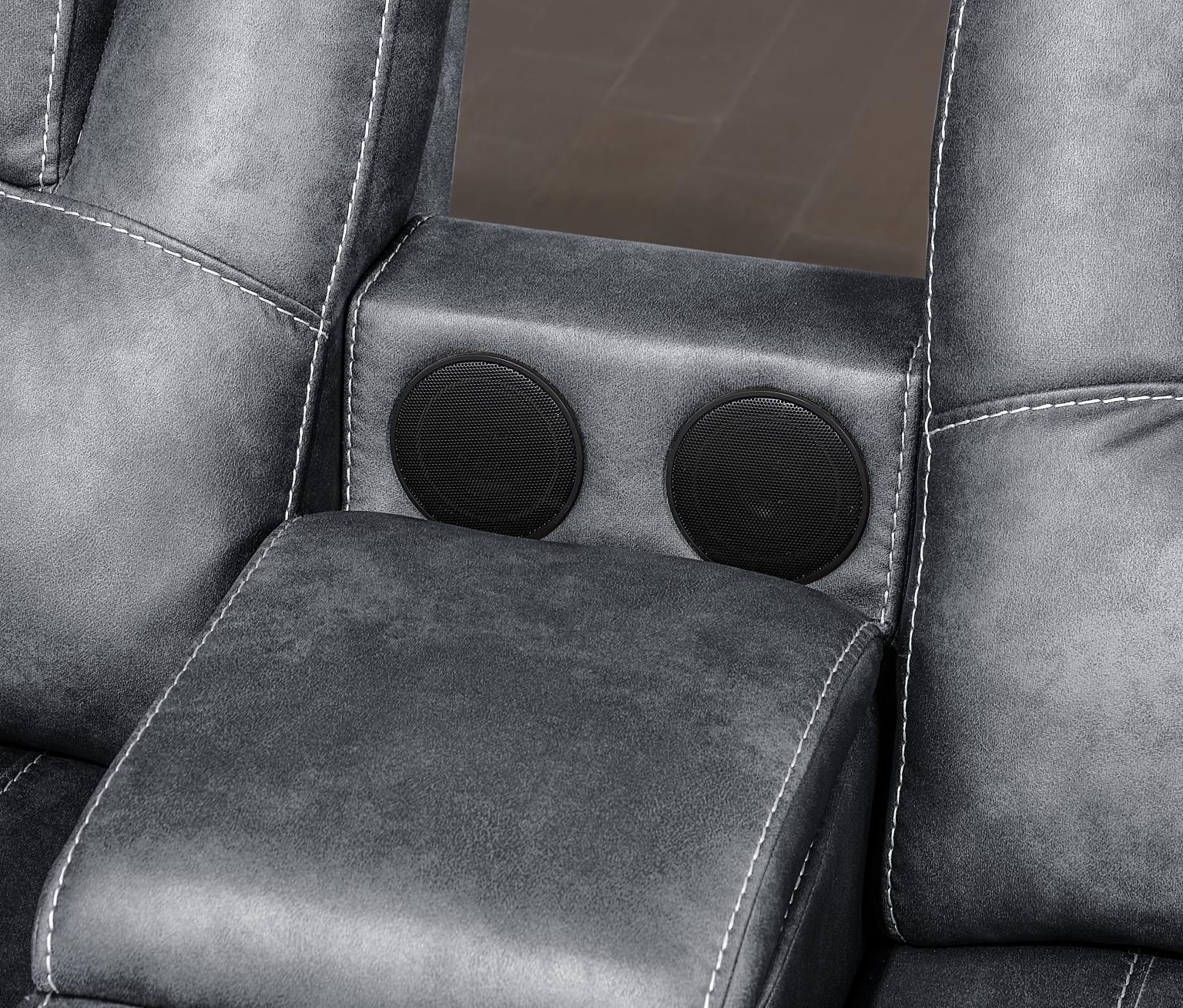 U121 - Motion Sofa With Dropdown Table - Gray