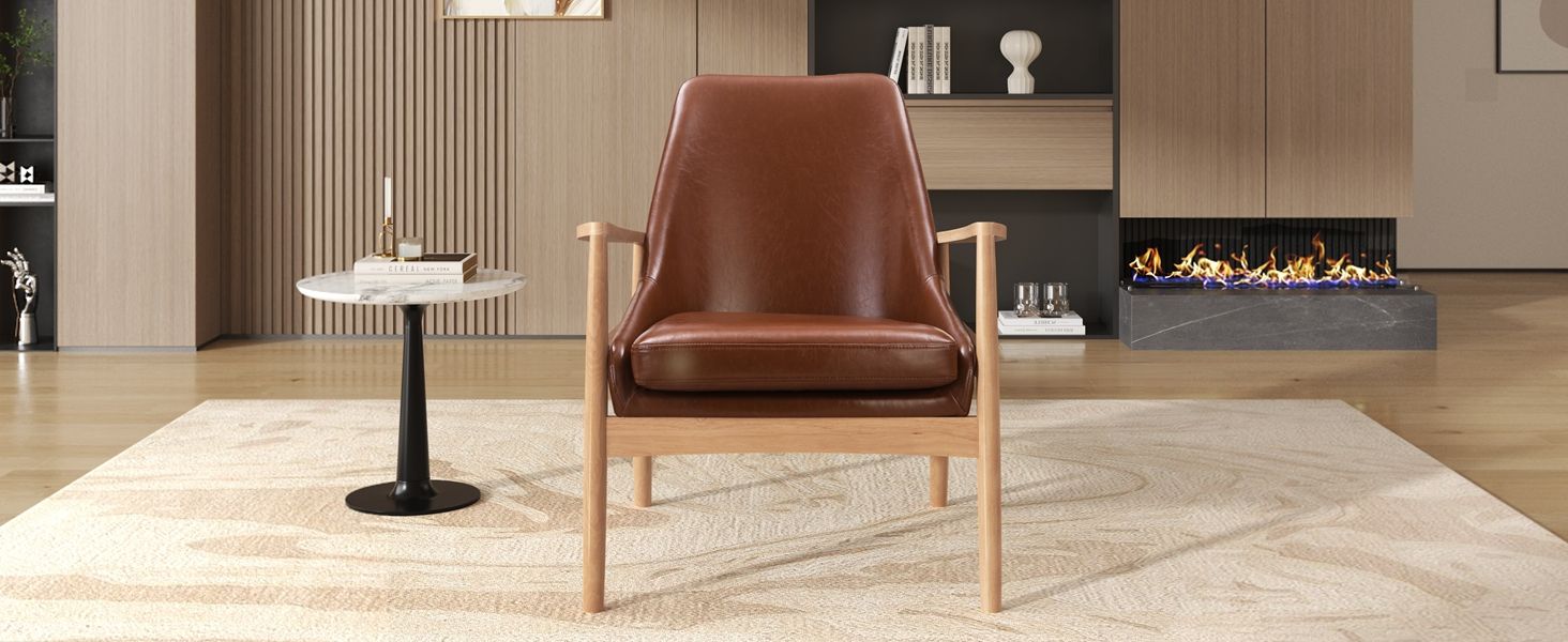 Mid-Century Modern Accent Armchair With High Back
