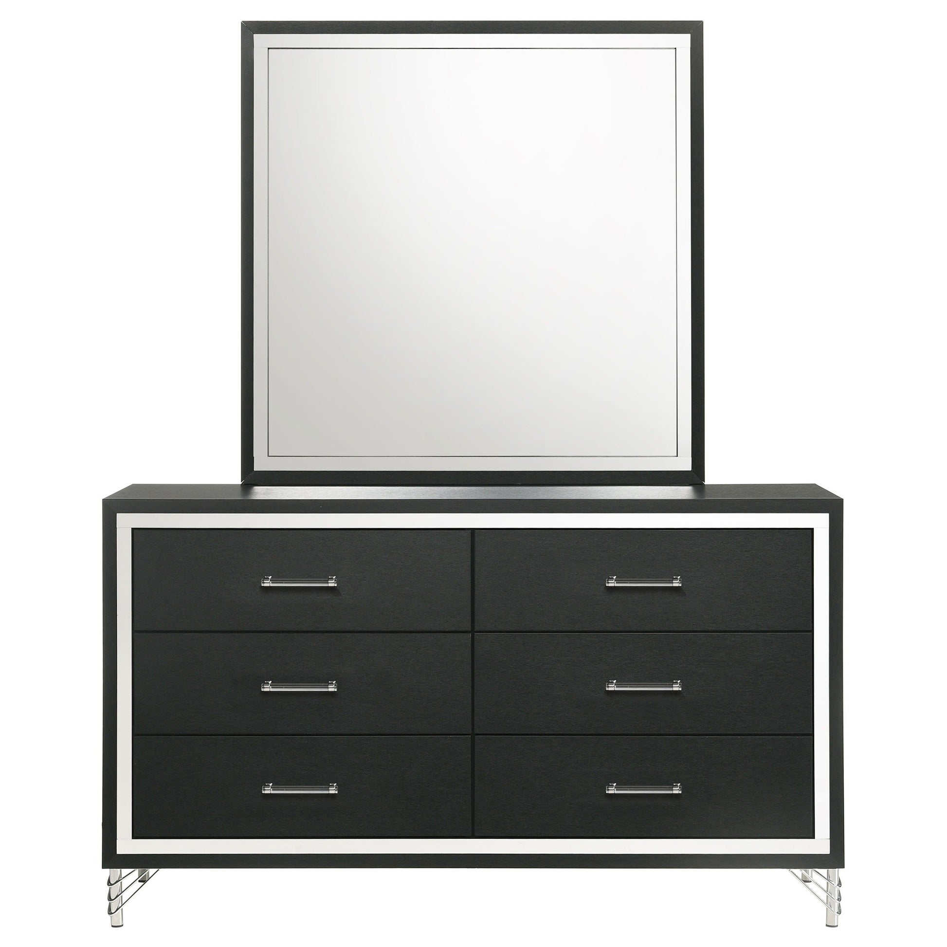 Coaster Fine Furniture Lucia - 6-Drawer Dresser And Mirror - Black | Meri Furniture