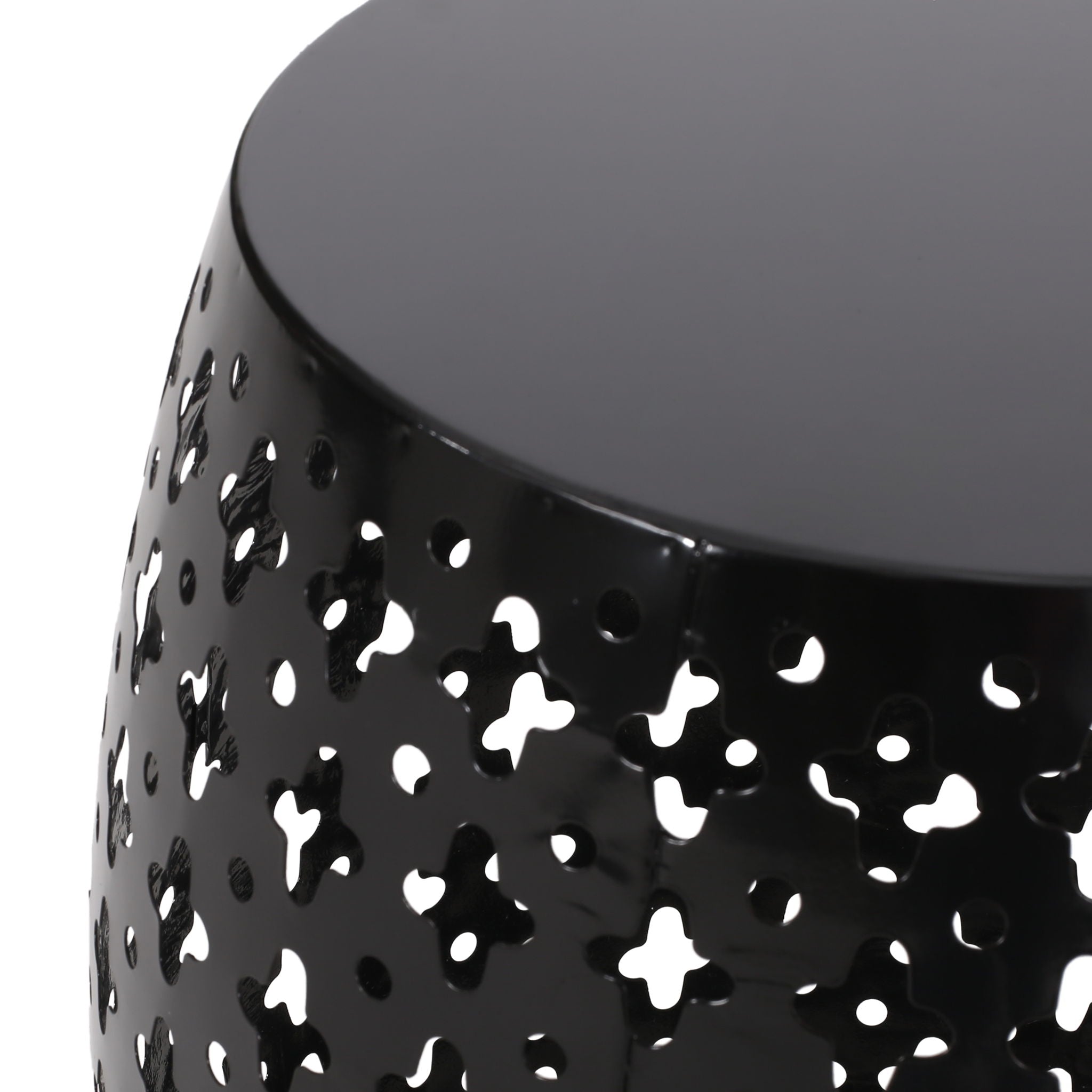 Modern Outdoor Metal End Table Set With Durable Iron Frame - Black