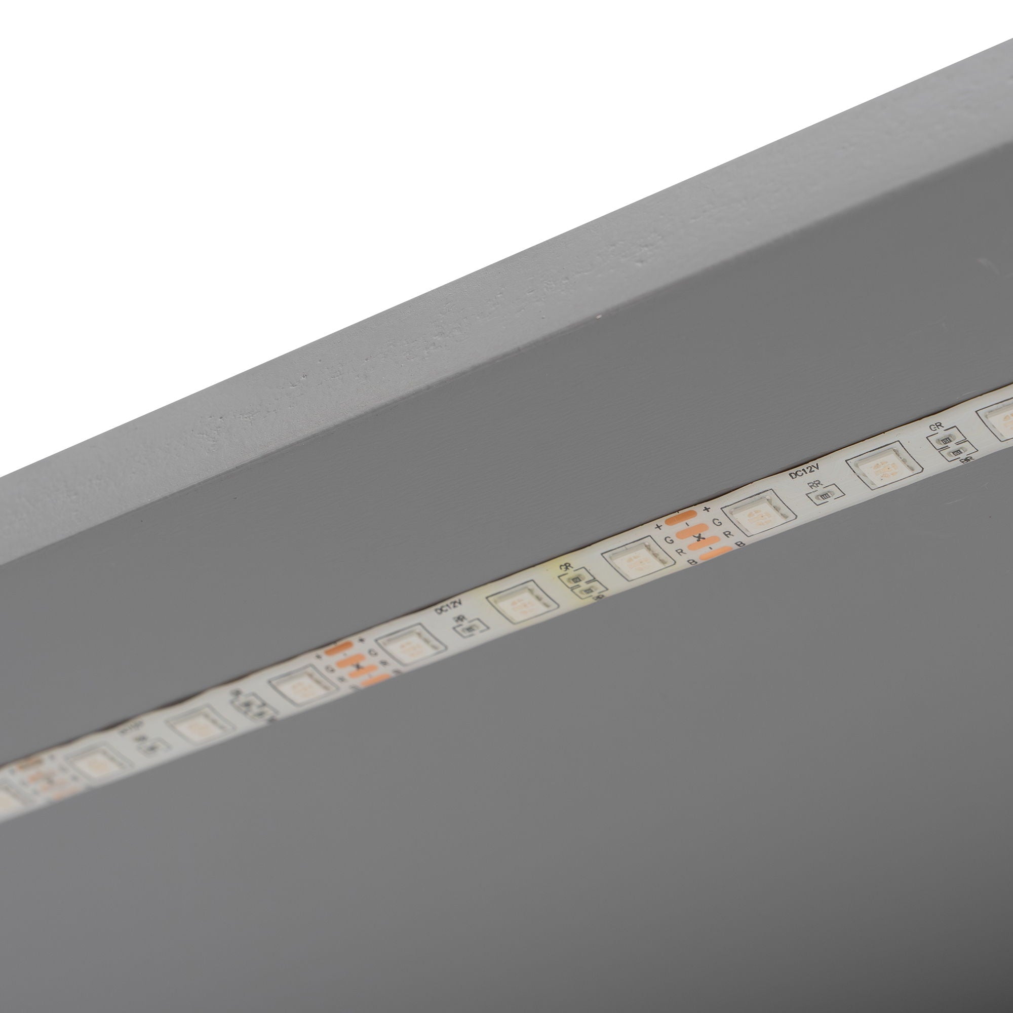 Platform Bed With Upholstered Headboard, Storage Shelves, Drawers, Charging Station, LED Lighting, Built In Desk