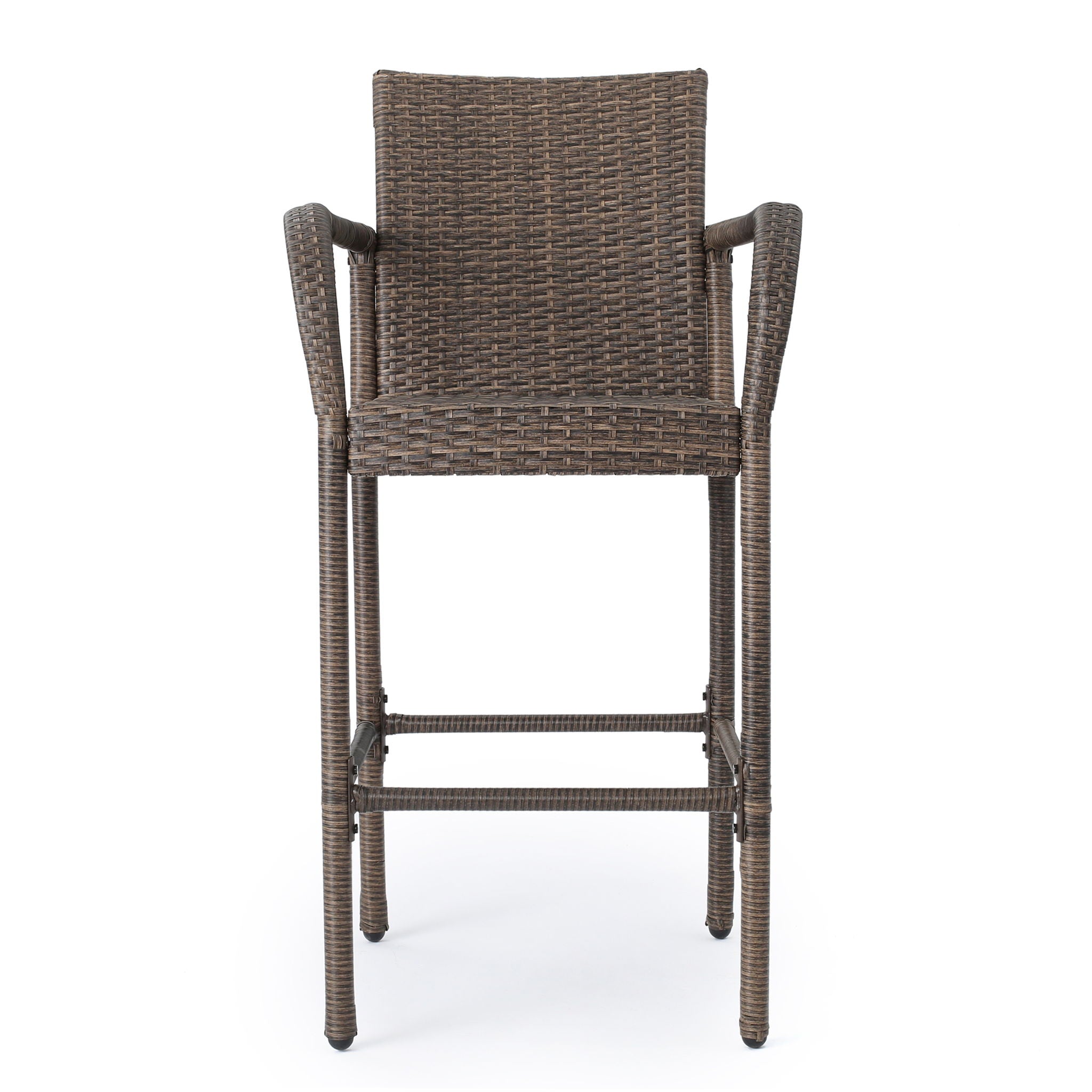 Outdoor Wicker Barstools With Rattan And Iron Frame