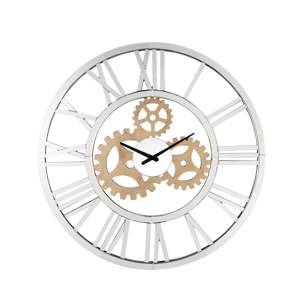 ACME Acilia - Wall Clock - Mirrored | Meri Furniture