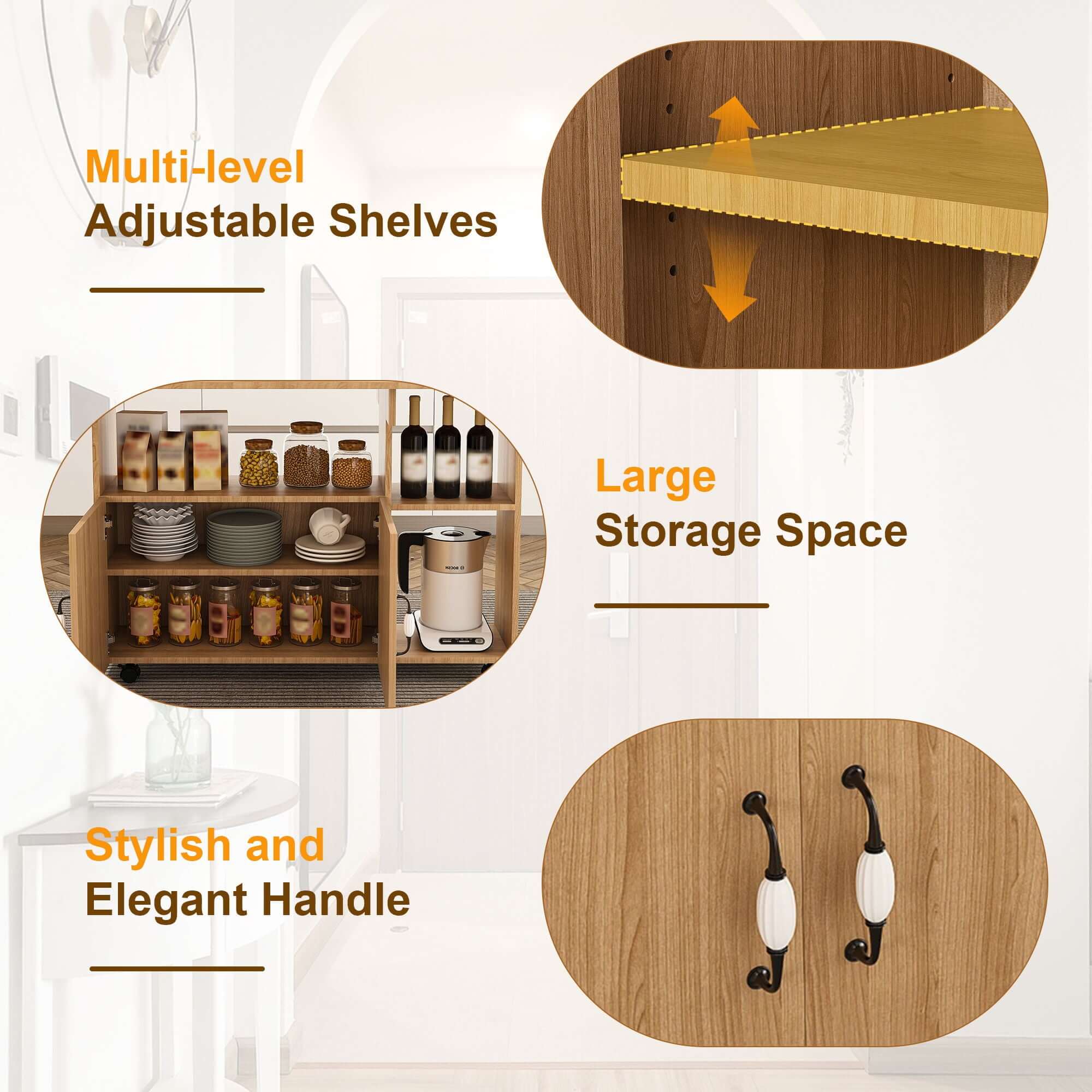 Multi Functional Folding Table With Storage Shelves And Wheels