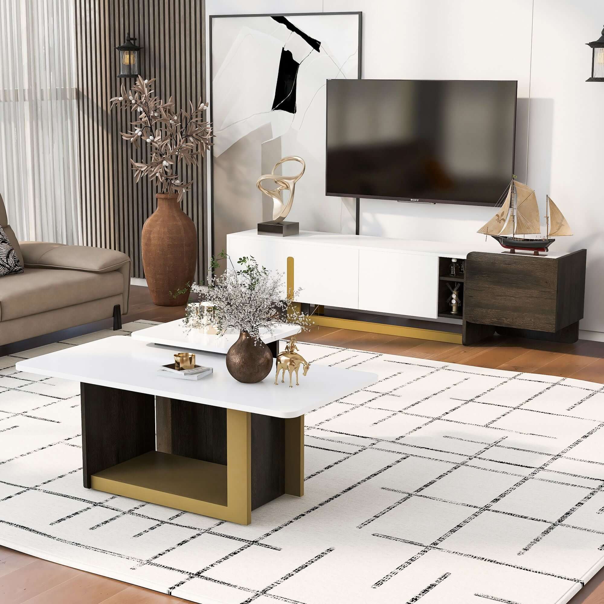 Modern TV Stand And Coffee Table (Set of 2)