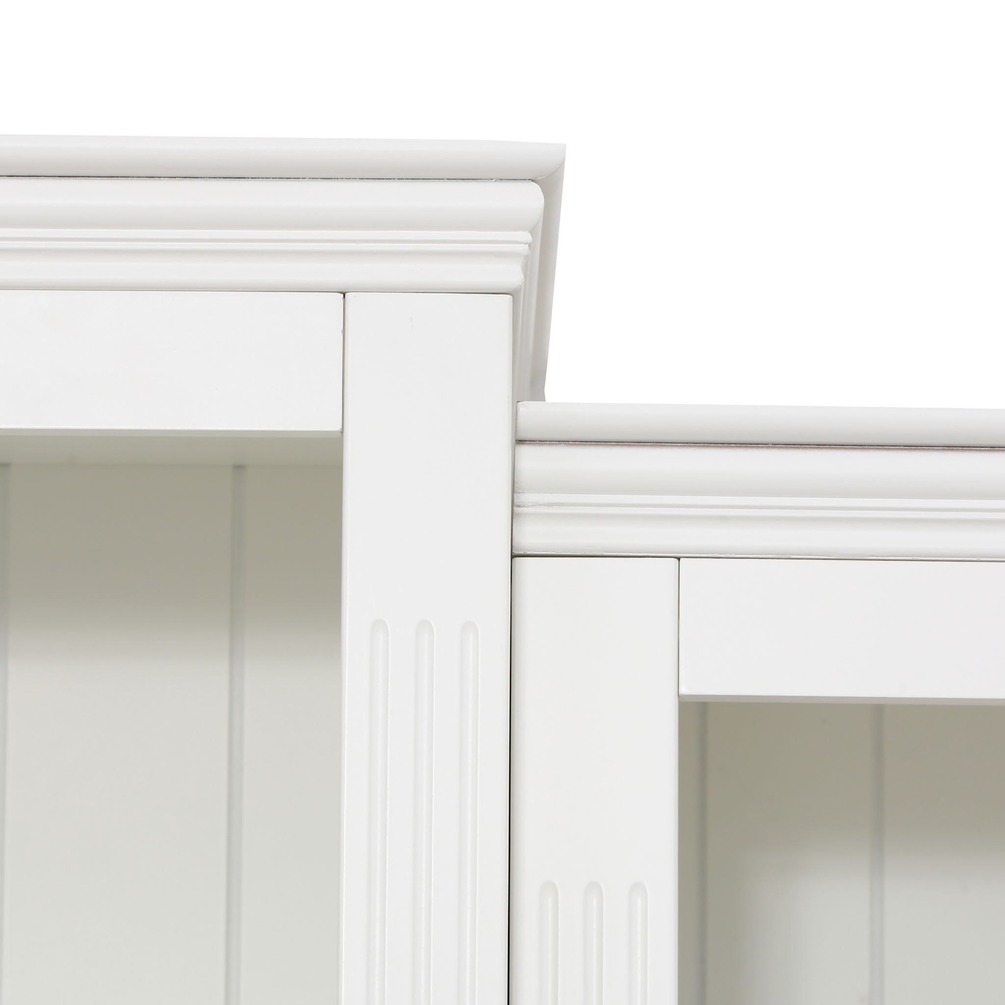 Retro Style 3 Piece Bookcase Display Cabinet With Adjustable LED Lighting, Tempered Glass Shelves - White