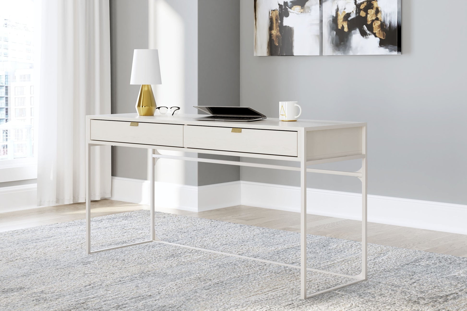 Signature Design by Ashley® Deznee - White - 60" Home Office Desk | Meri Furniture