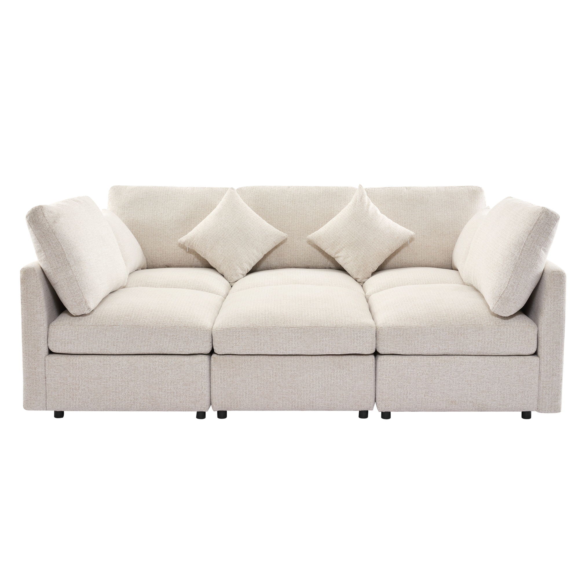 Sectional Sofa Modular U-Shaped With Ottoman & USB Ports