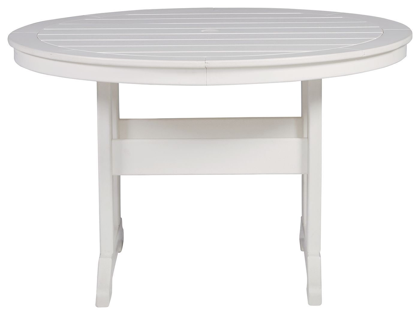 Signature Design by Ashley® Crescent Luxe - White - Round Dining Table W/Umb Opt | Meri Furniture