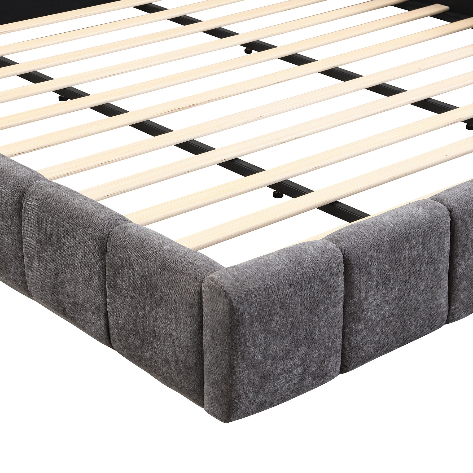 Elegant Upholstered Bed With Checkerboard Design