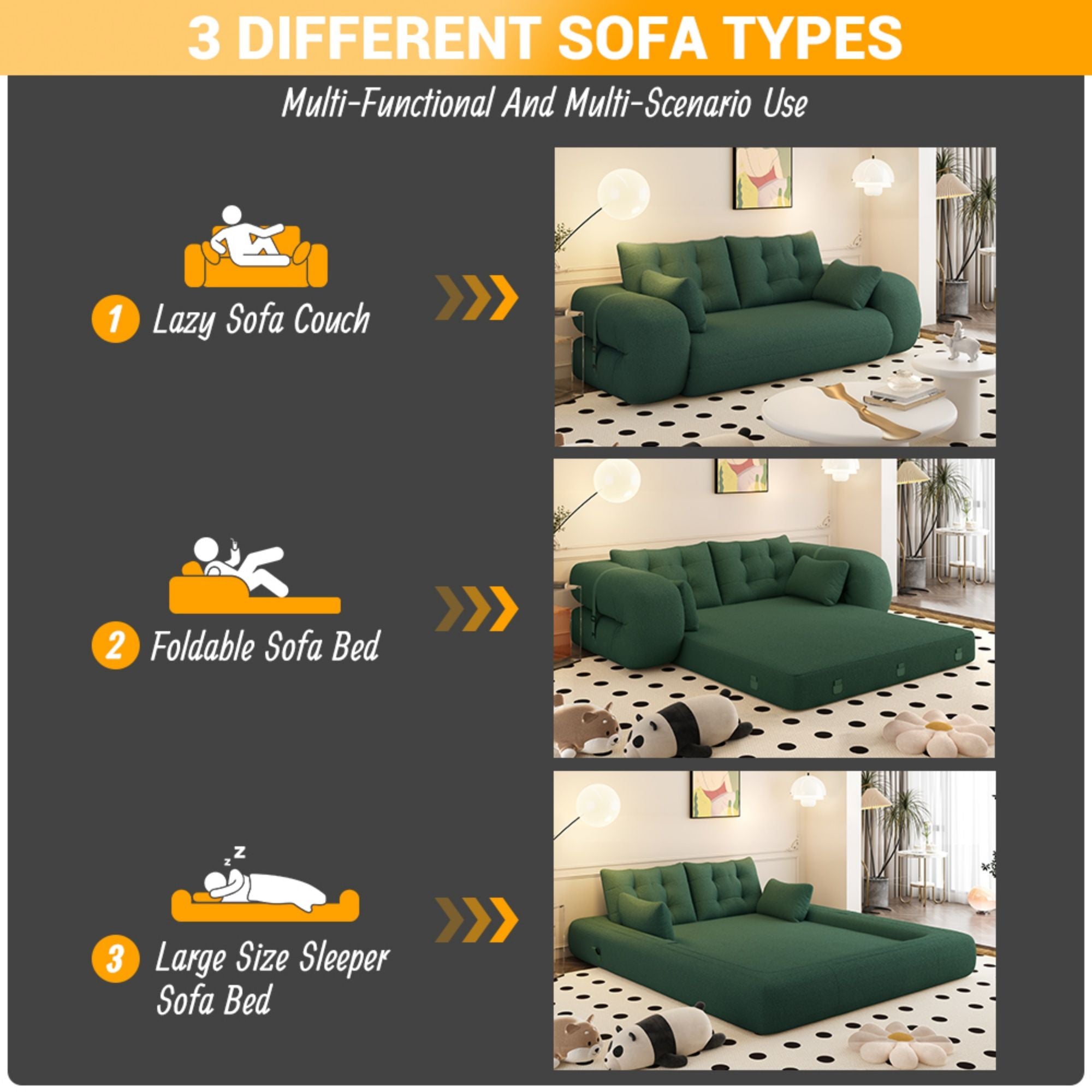 Human Dog Bed, Multi Functional Foldable Sofa Bed, 3 In 1