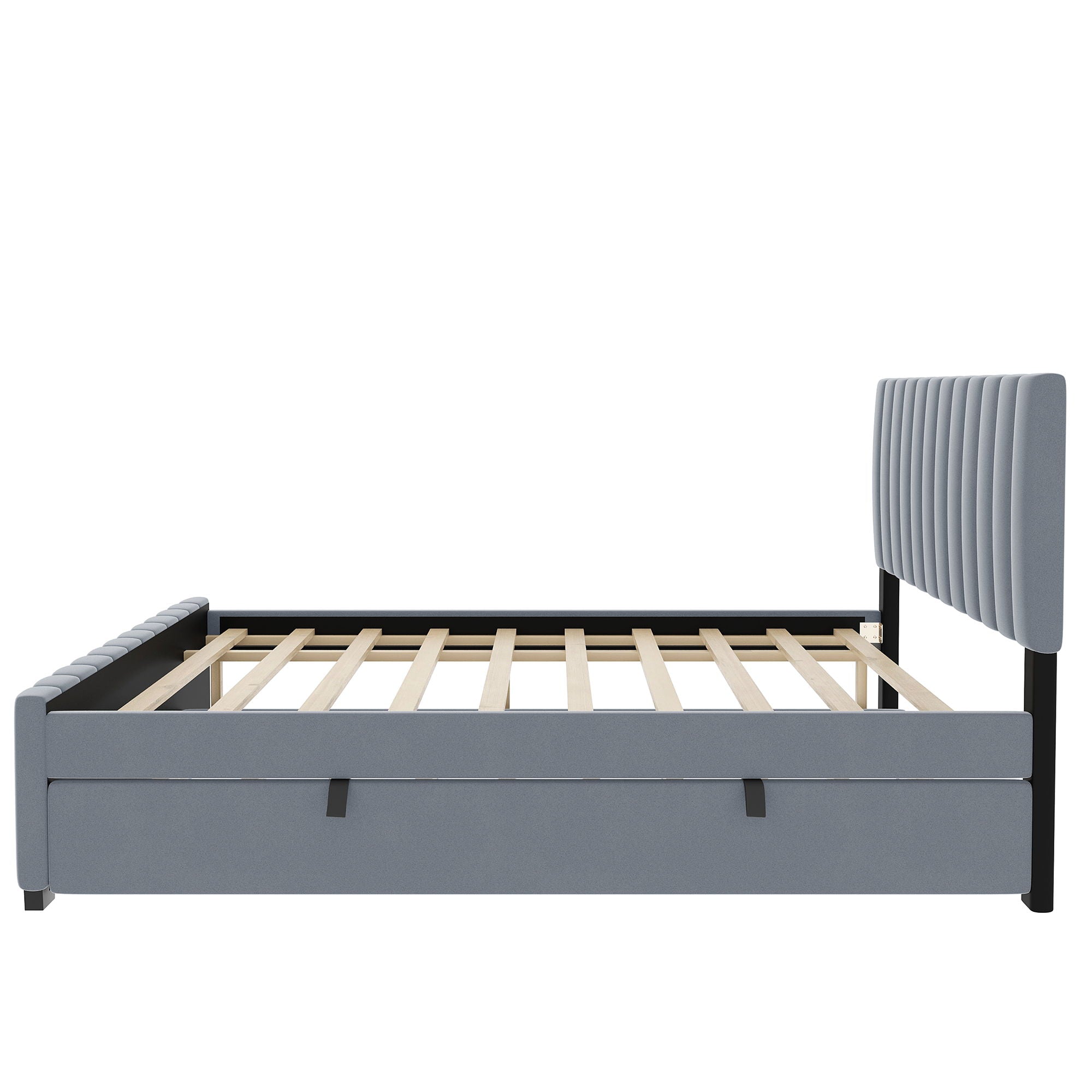 Elegant Upholstered Platform Bed With Twin Size Trundle