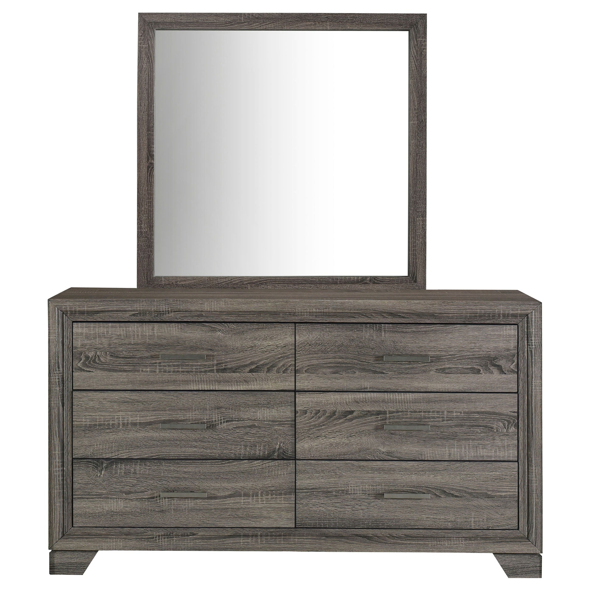 Coaster Fine Furniture Wright - 6-Drawer Dresser And Mirror - Brown Oak | Meri Furniture
