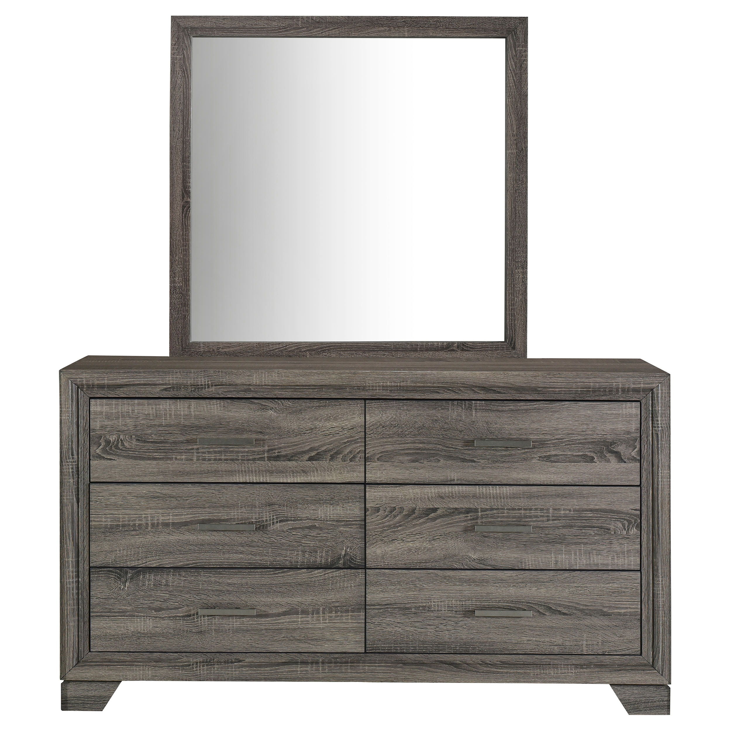 Coaster Fine Furniture Wright - 6-Drawer Dresser And Mirror - Brown Oak | Meri Furniture