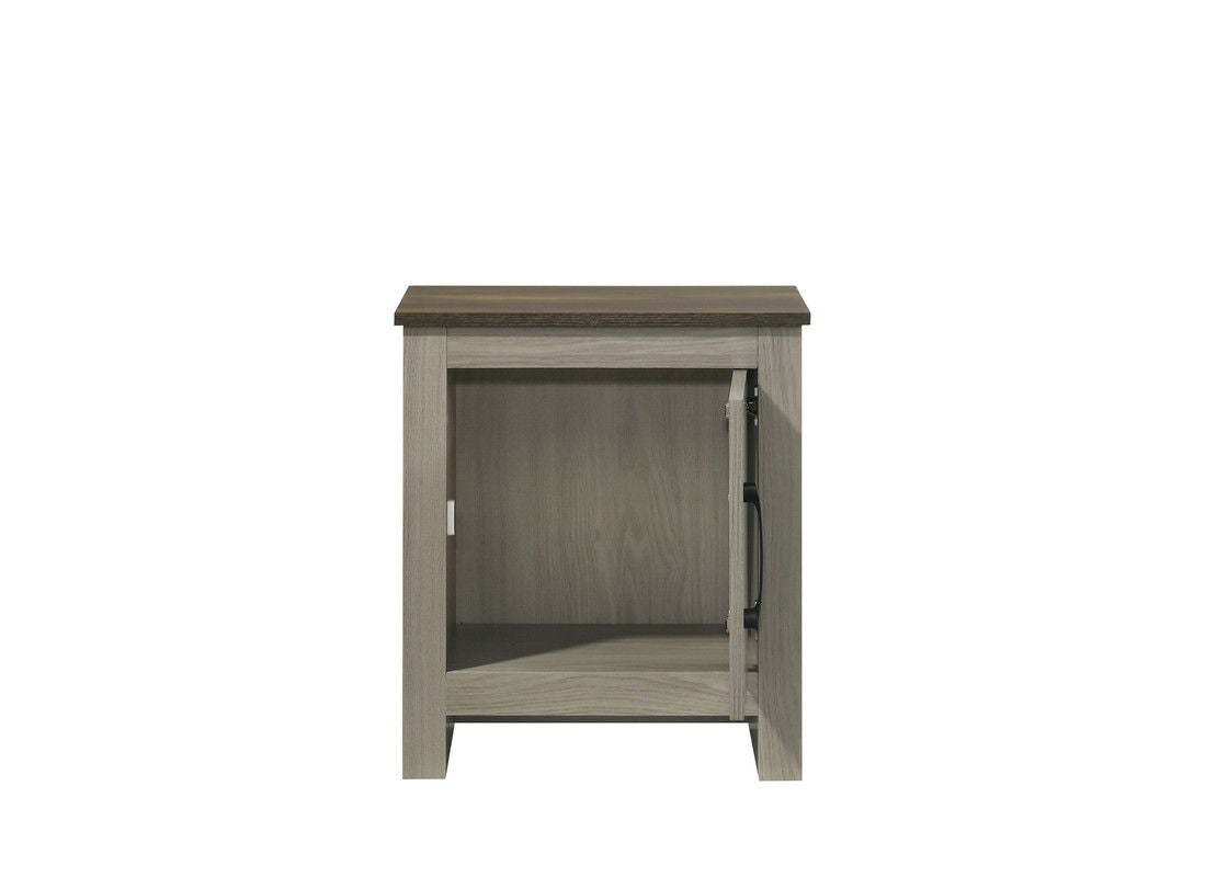 Nyla 16"W Gray Oak End Table, Side Table, Nightstand with Cabinet Door