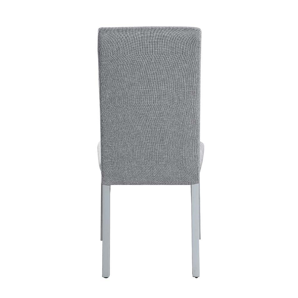 ACME Lanton - Side Chair (Set of 2) - Gray Linen & Antique White Finish | Meri Furniture