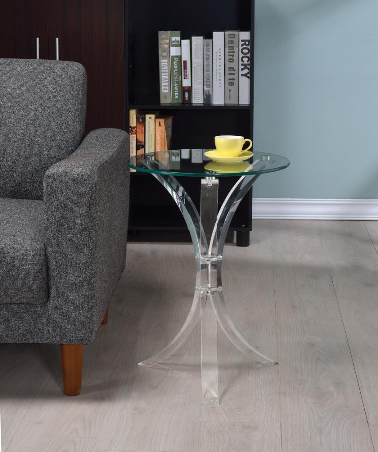 Coaster Fine Furniture Laning - Round Glass Top Acrylic Side Table - Clear | Meri Furniture