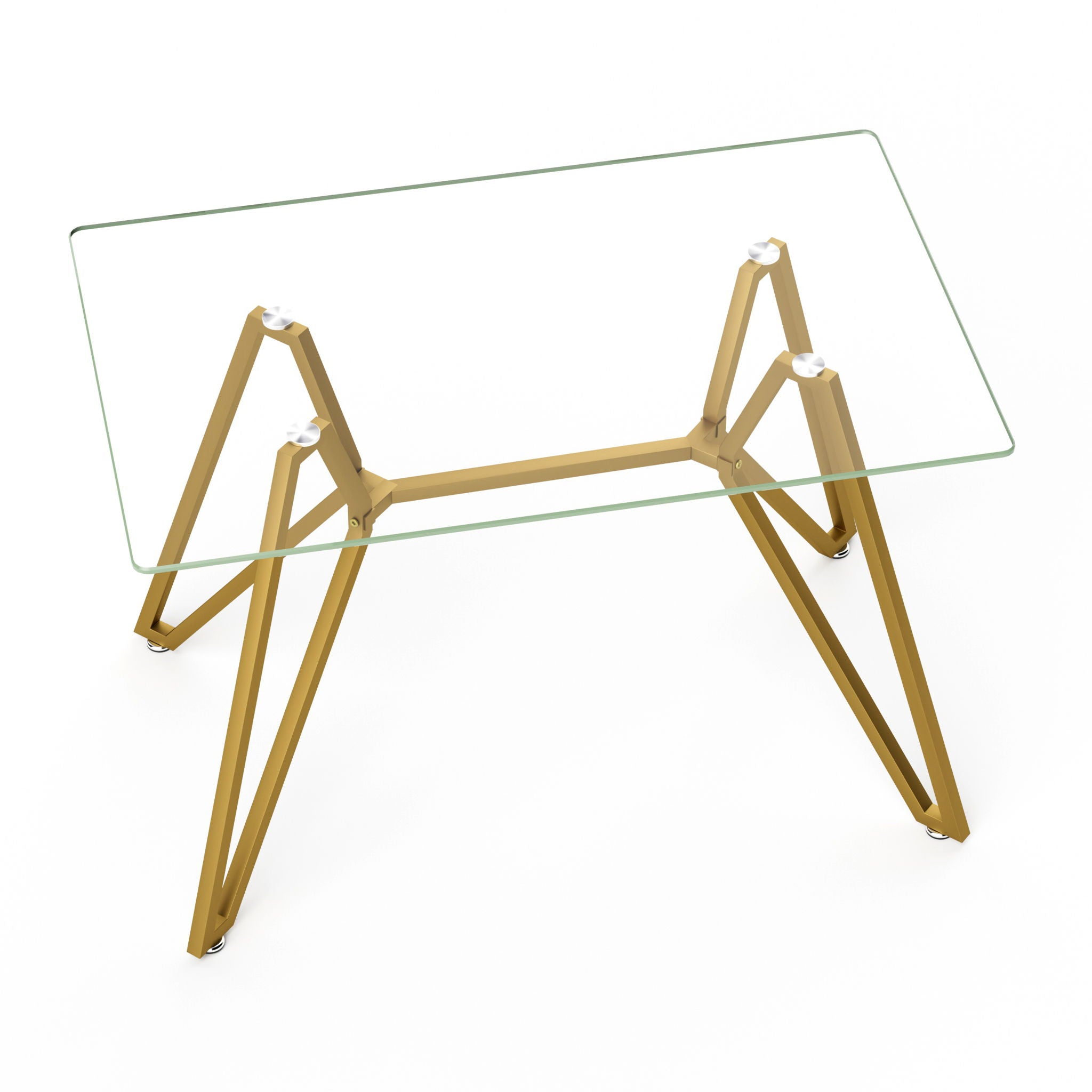 Modern Glass Dining Table With Metal Legs