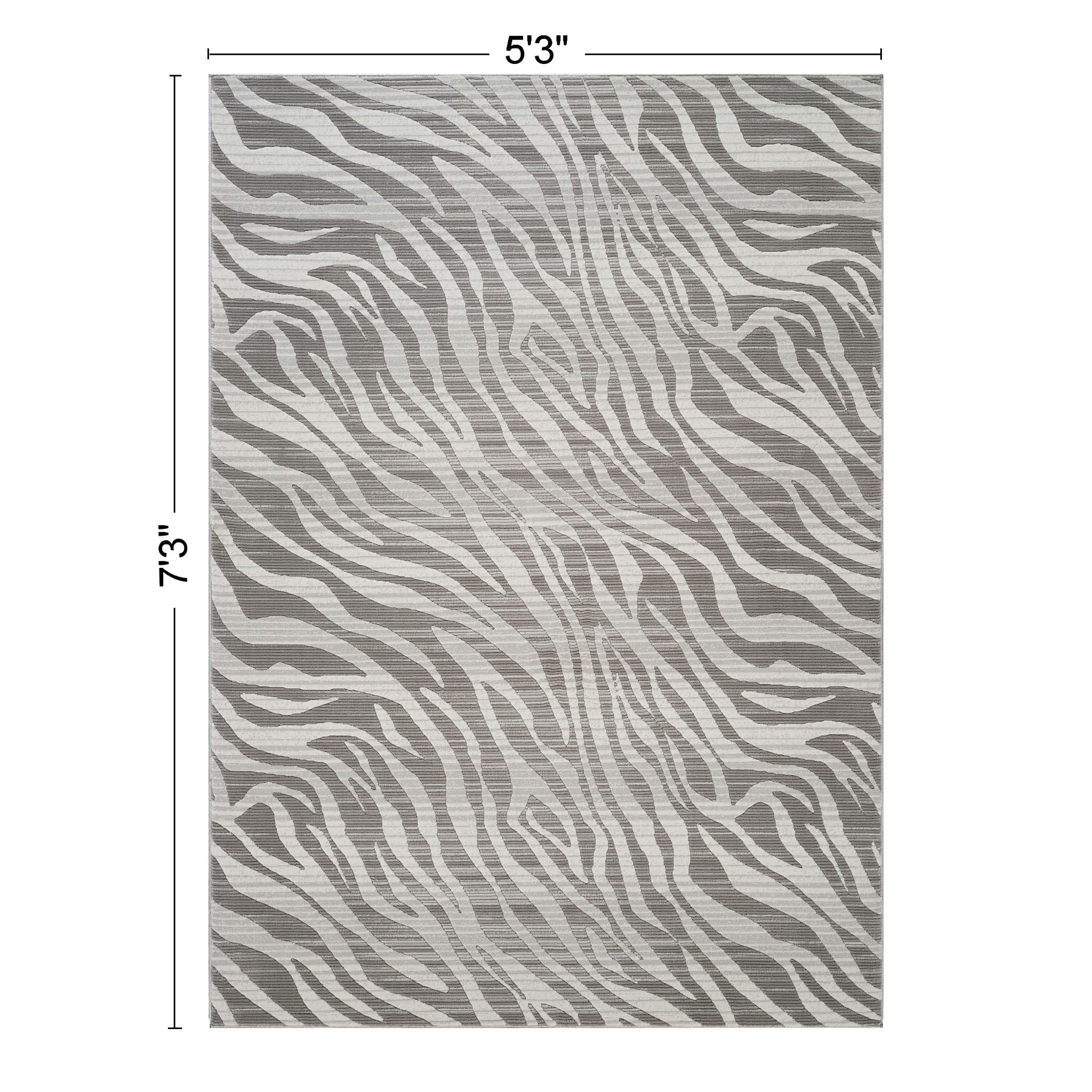 Geometrix - 5'3" X 7'3" Area Rug Geometric & 3D Effect - Ivory / Gray