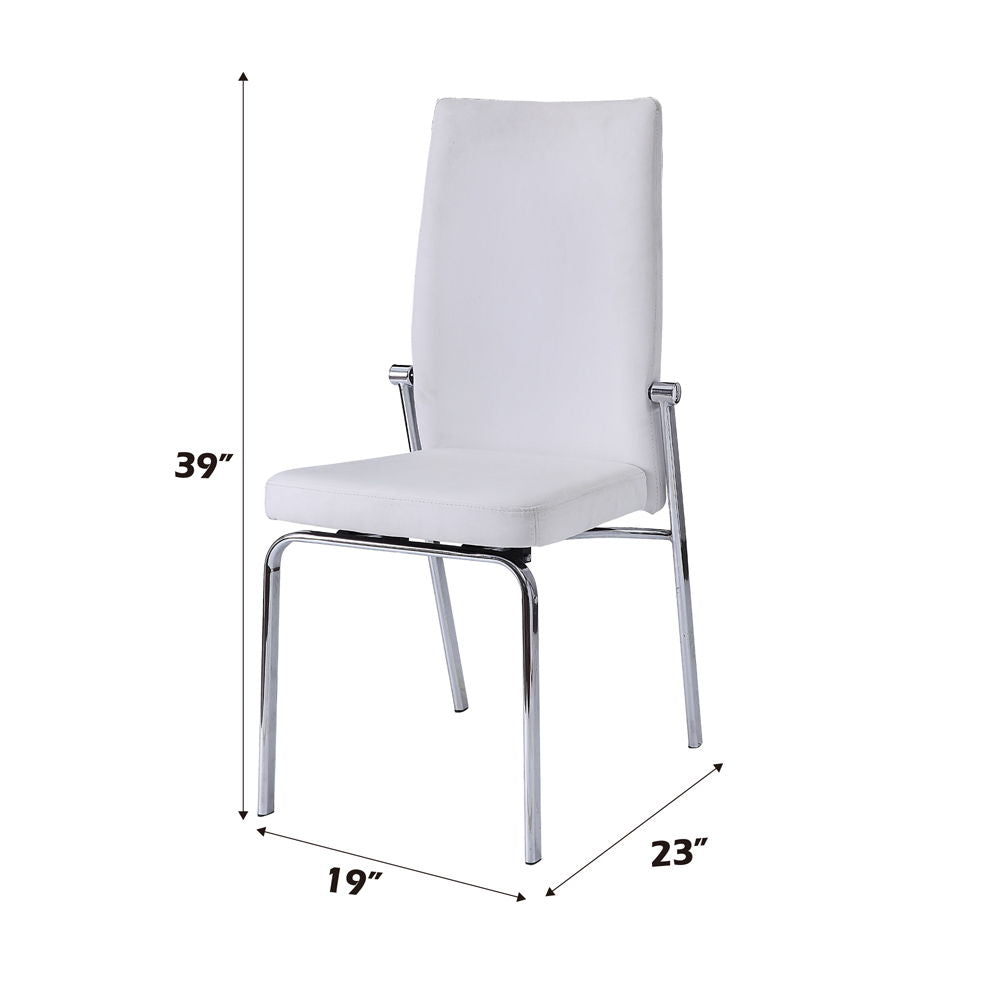 Osias - Side Chair Set of 2) - White Synthetic Leather & Chrome