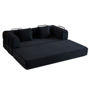 Convertible Sleeper Sofa Bed With Cylindrical Pillow, With Fixed Shape Frame