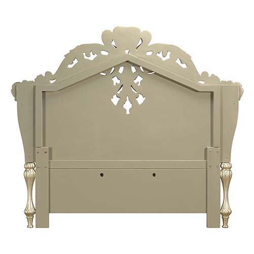 ACME Vatican - Eastern King Bed - PU Leather, Light Gold & Champagne Silver Finish | Meri Furniture