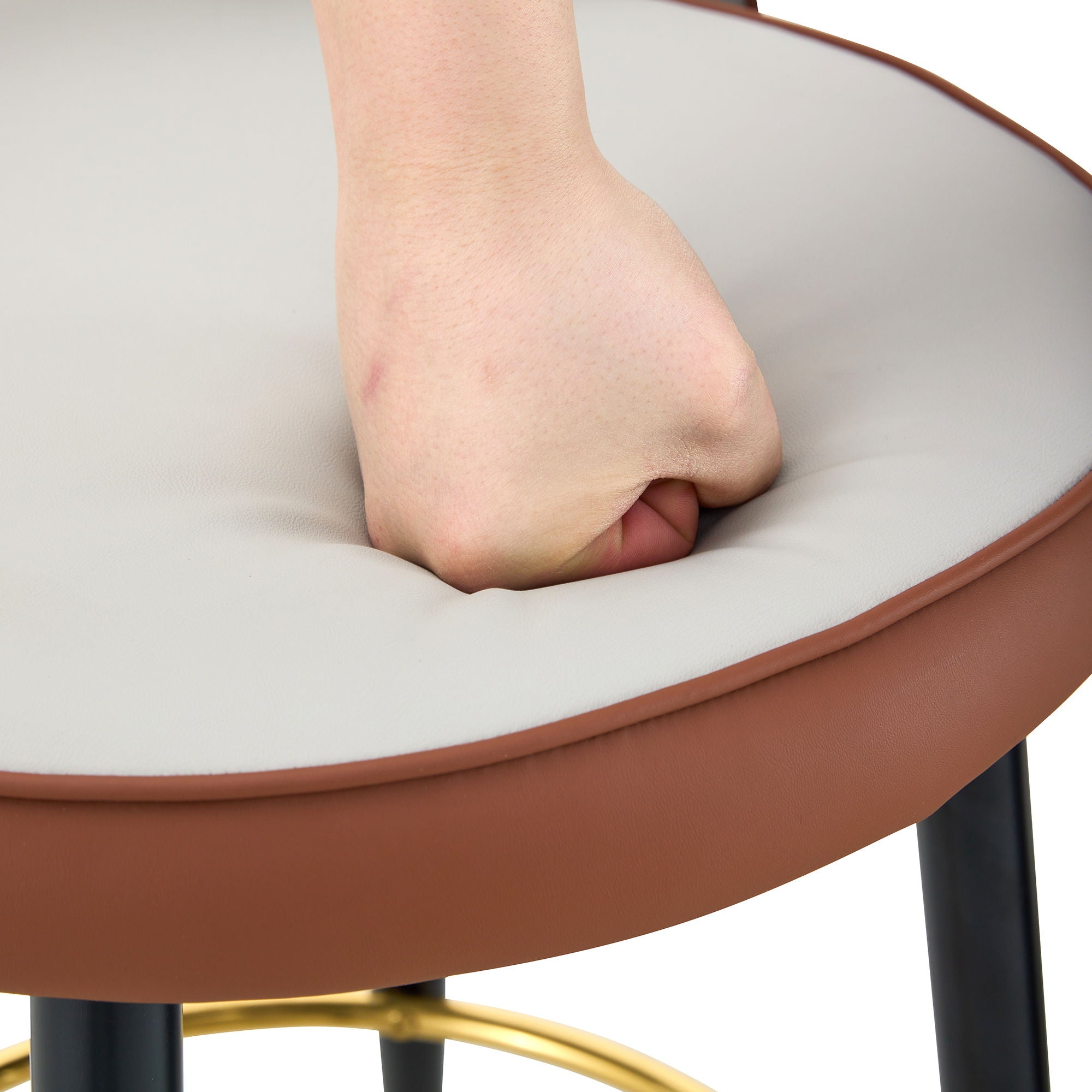 Upholstered Rotatable Bar Chair With Metal Legs For Dining Room