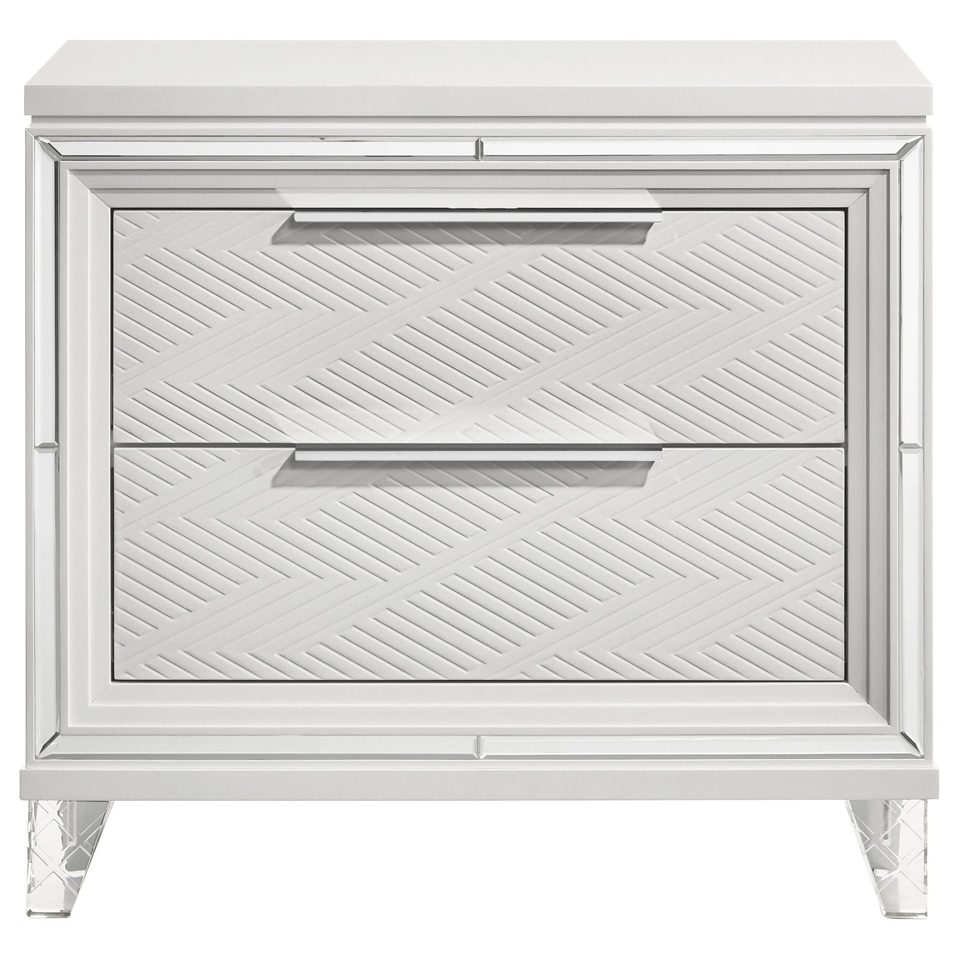 Coaster Fine Furniture Marmore - 2-Drawer Nightstand Bedside Table - White | Meri Furniture