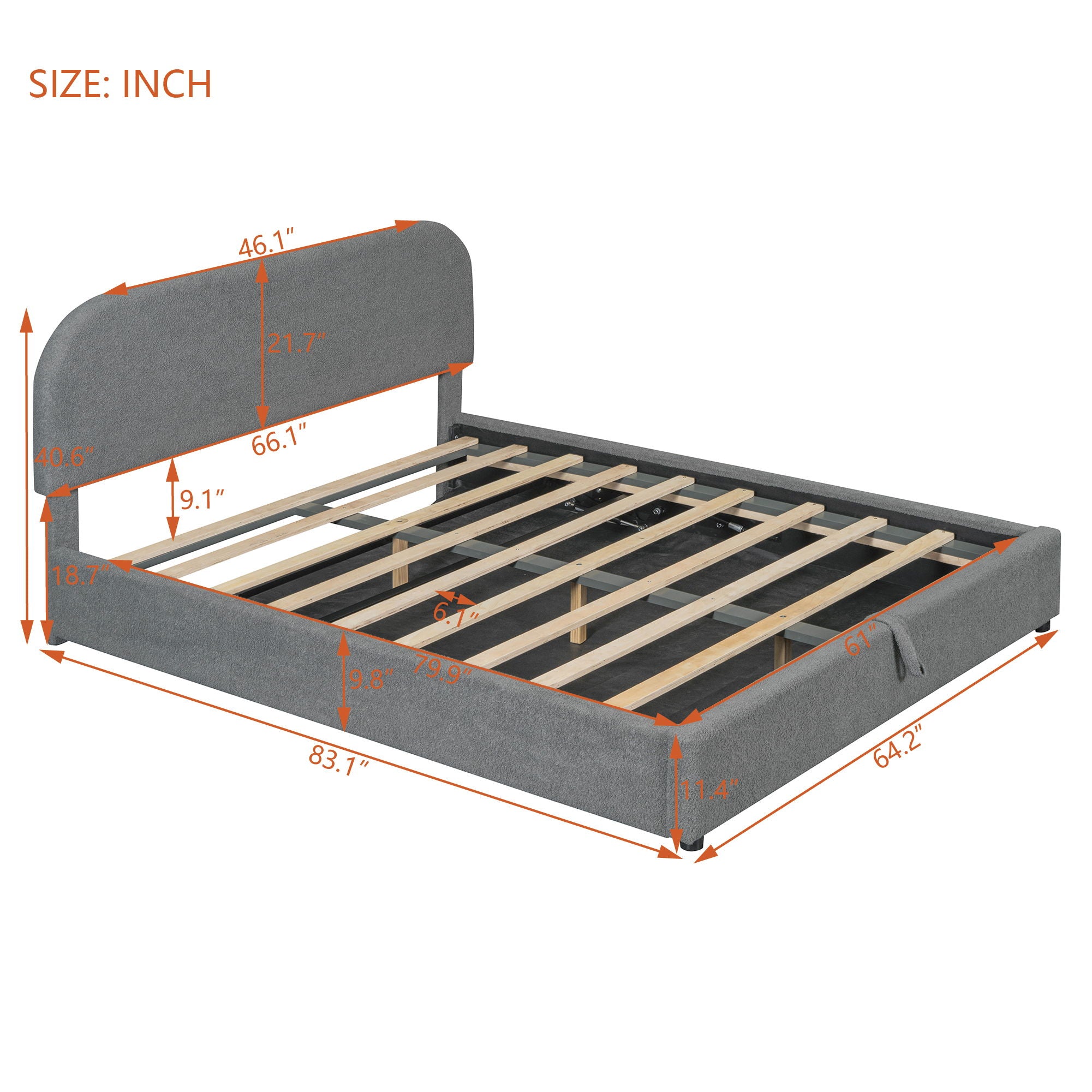 Upholstered Platform Bed With Hydraulic Storage System