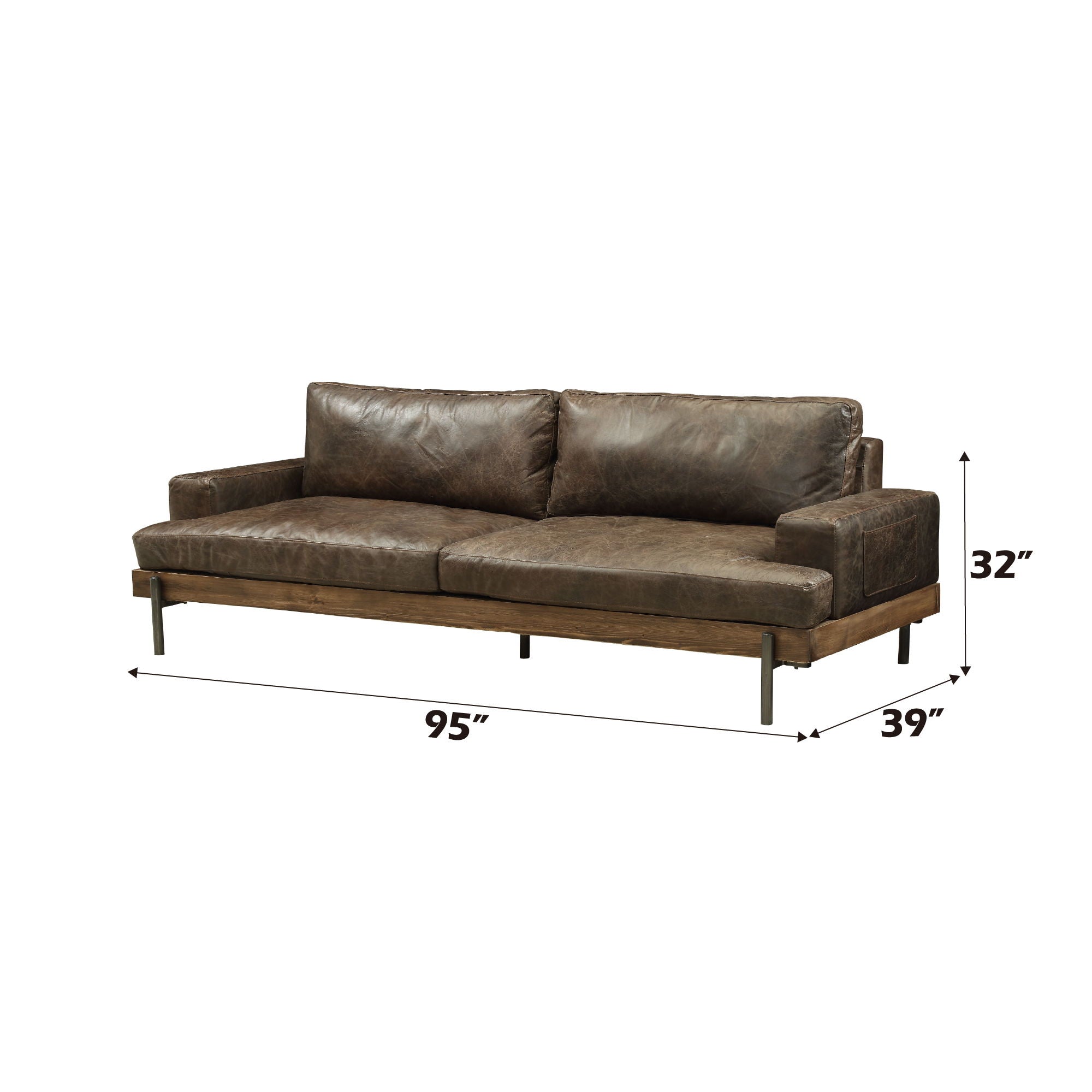 Silchester - Sofa - Distress Chocolate Top Grain Leather & Oak
