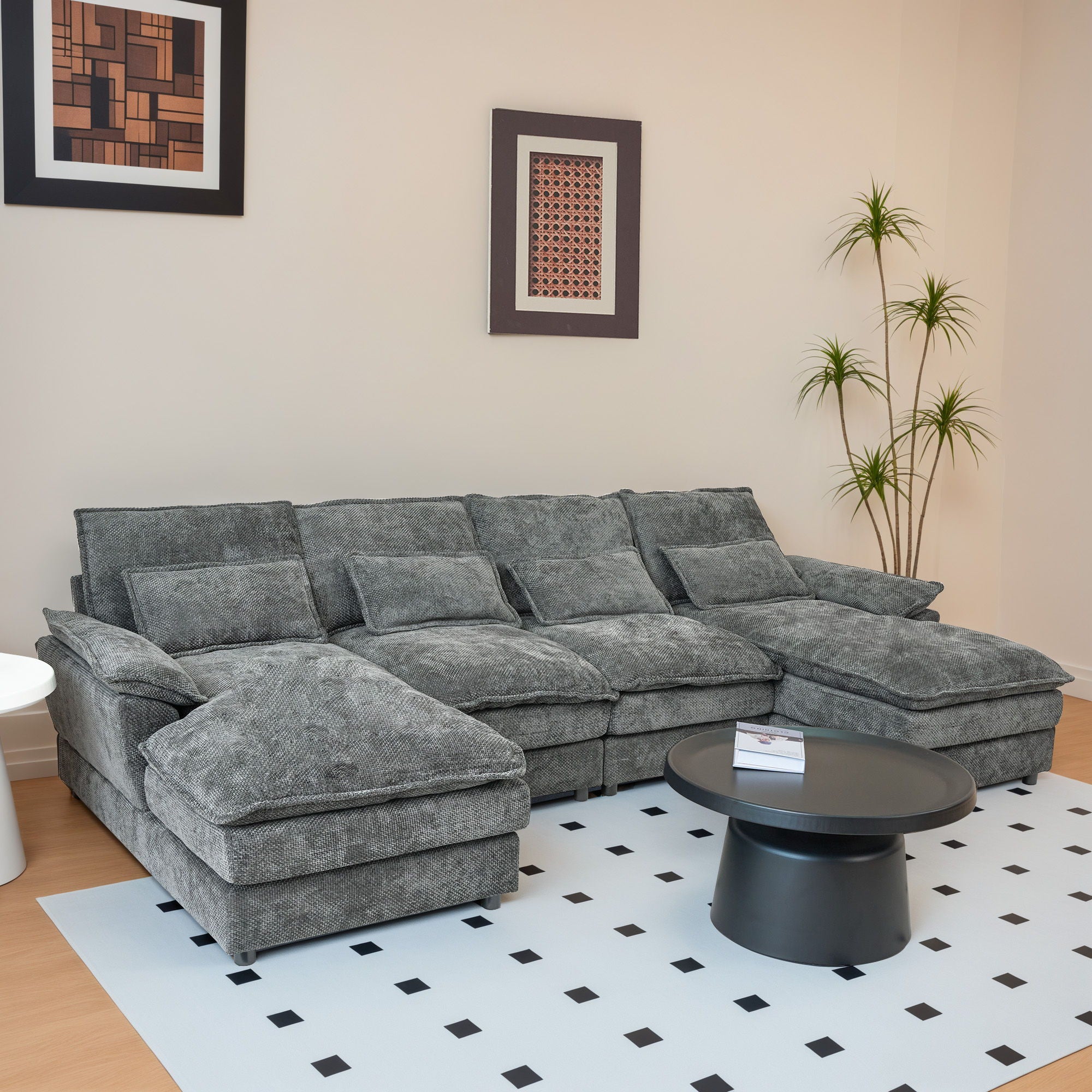 Modular Sectional Sofa Cloud Couch With Double Chaise Lounge