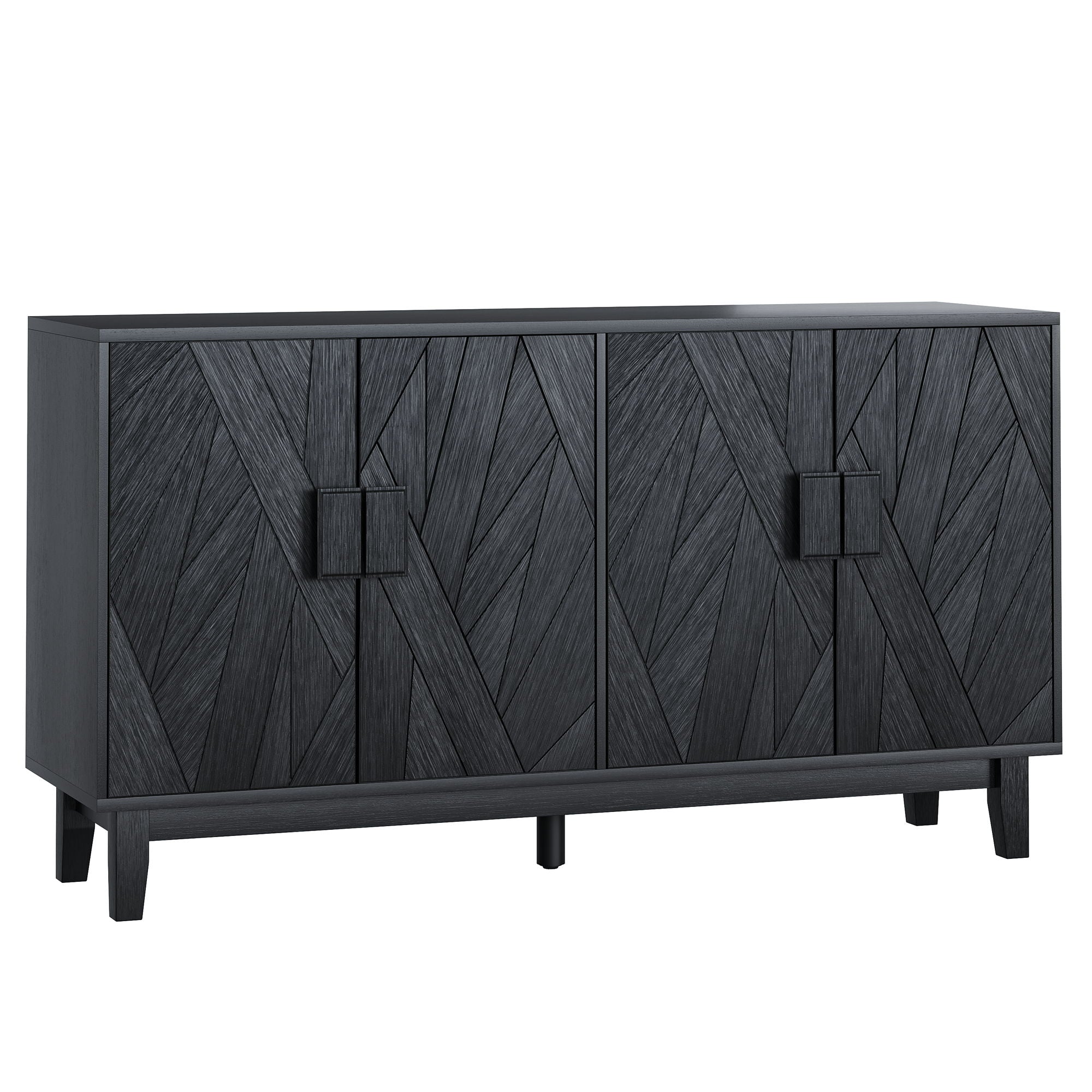 Modern Style Buffet Cabinet, Storage Side Cabinet Buffet Cabinet, Medieval Modern Multifunctional Decorative Cabinet Suitable For Living Room, Dining Room, Entrance, Corridor, Kitchen - Black