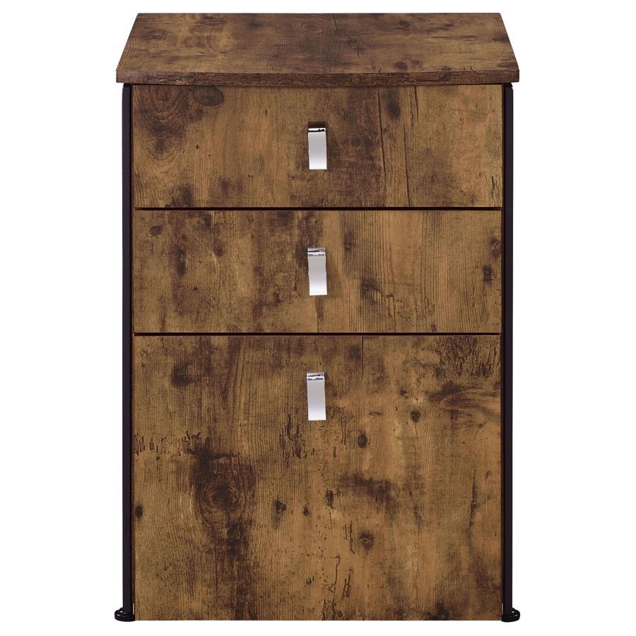 Coaster Fine Furniture Estrella - 3-Drawer Home Office File Cabinet - Rustic Nutmeg | Meri Furniture
