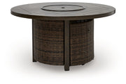 Monterey Point - Round Fire Pit Table - Dark Brown