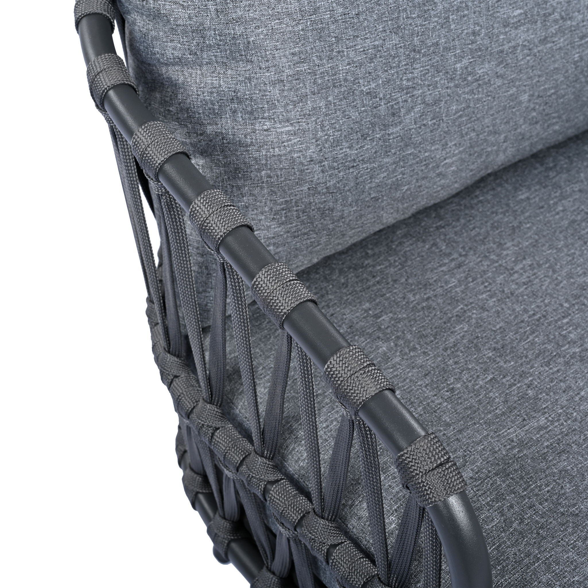 4 Piece Outdoor Patio Furniture Set, Metal Chairs With Woven Rope U Shaped Backrest