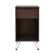 Modern Industrial Tall End Table With Drawer And Shelf - Walnut
