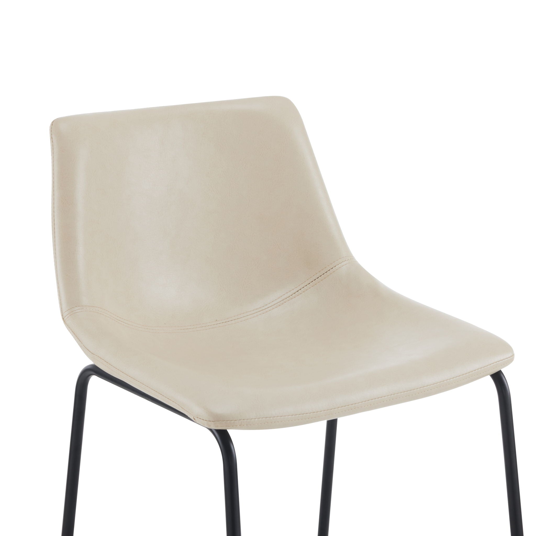 Vintage Style Armless Industrial Counter Stool With Metal Legs And Footrest For Kitchen Island, Cafe, Pub, Bar Counter (Set of 2) - Cream / Black