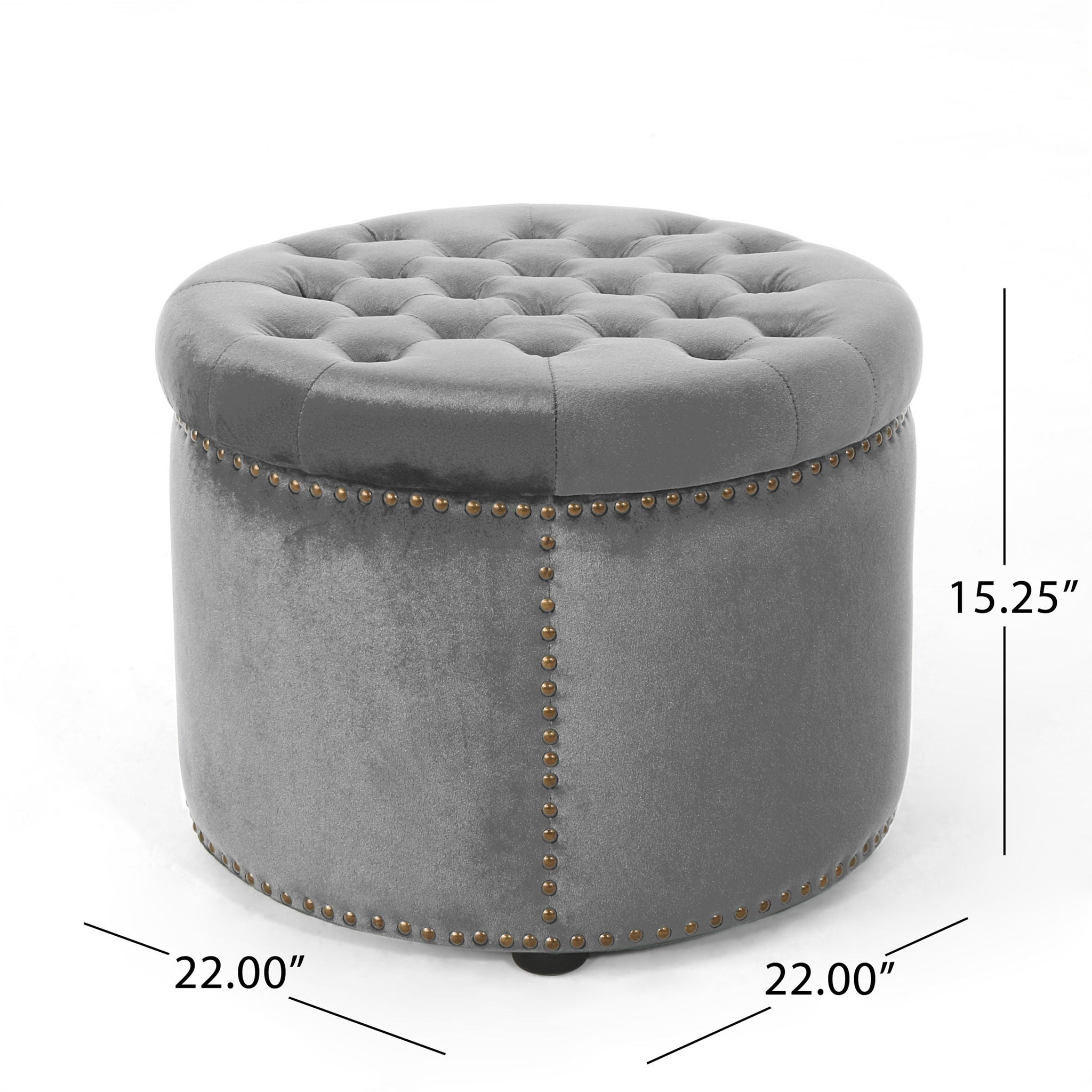 Elegant Round Ottoman Footstool With Studded Rim