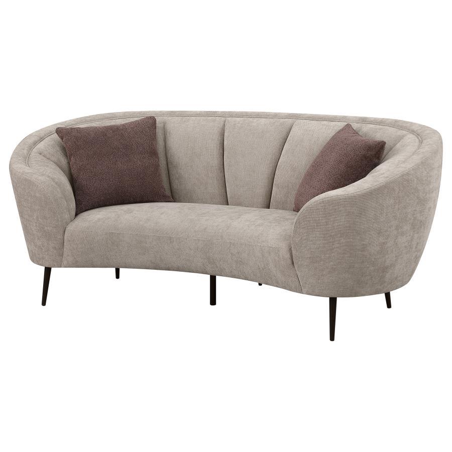Coaster Fine Furniture Ellorie - Upholstered Channel Back Curved Loveseat - Beige | Meri Furniture