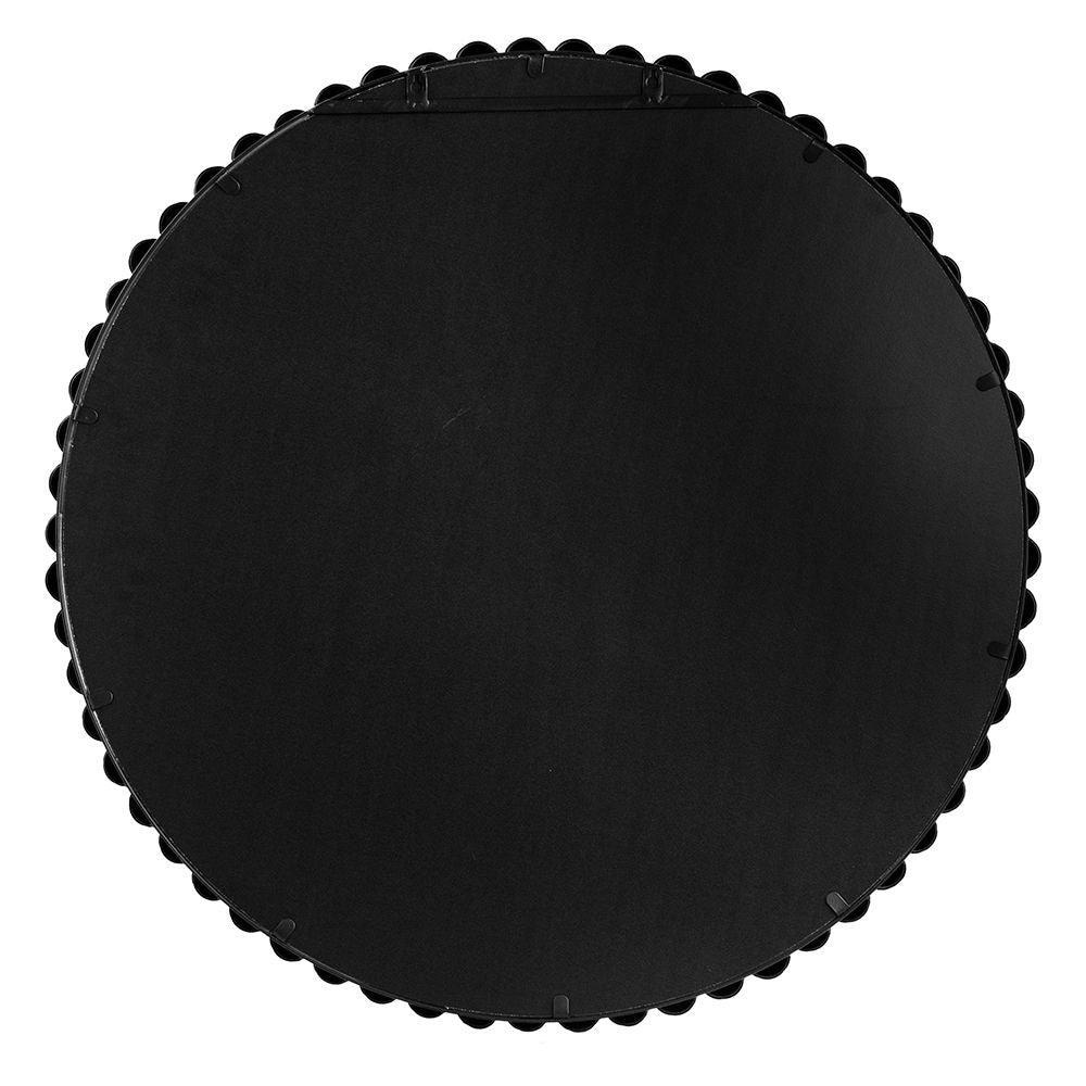 Circle Mirror With Metal Beaded Frame, Wall Mirror For Living Room Bedroom Entryway - Black