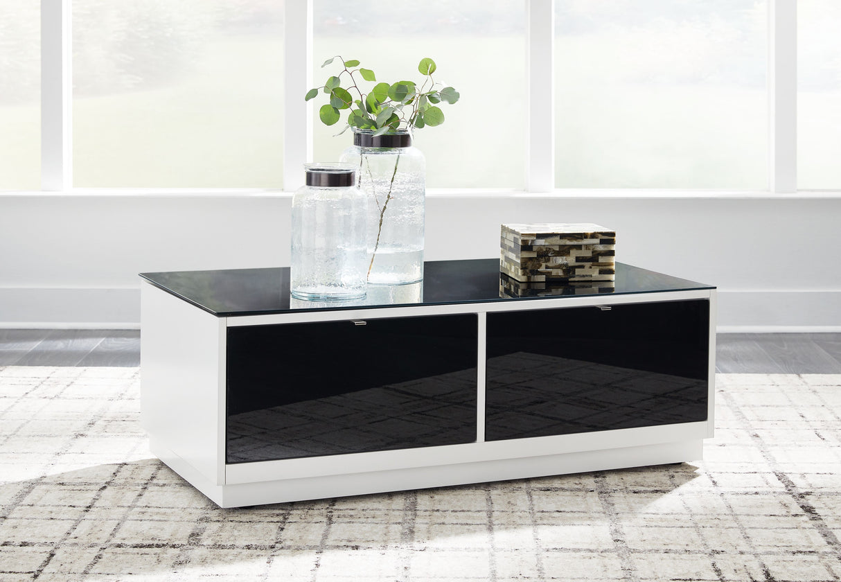 Signature Design by Ashley® Gardoni - White / Black - Rectangular Cocktail Table | Meri Furniture