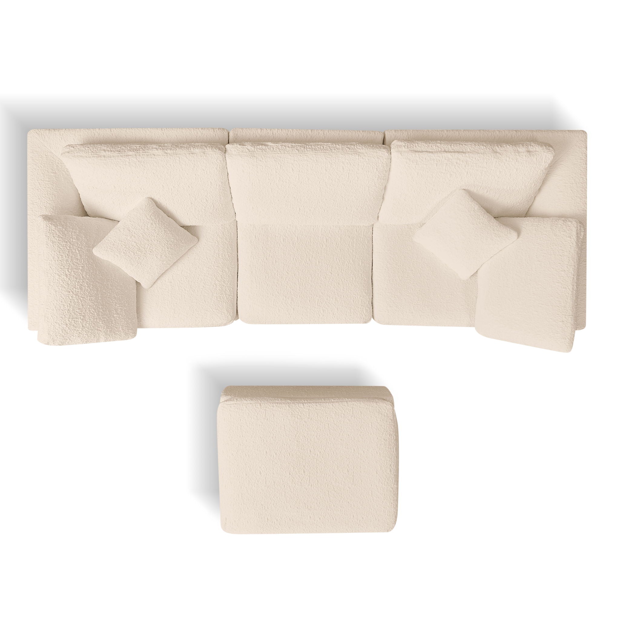 Cloud Sectional Couch, Convertible With Ottoman, 3 Seater Modular Design