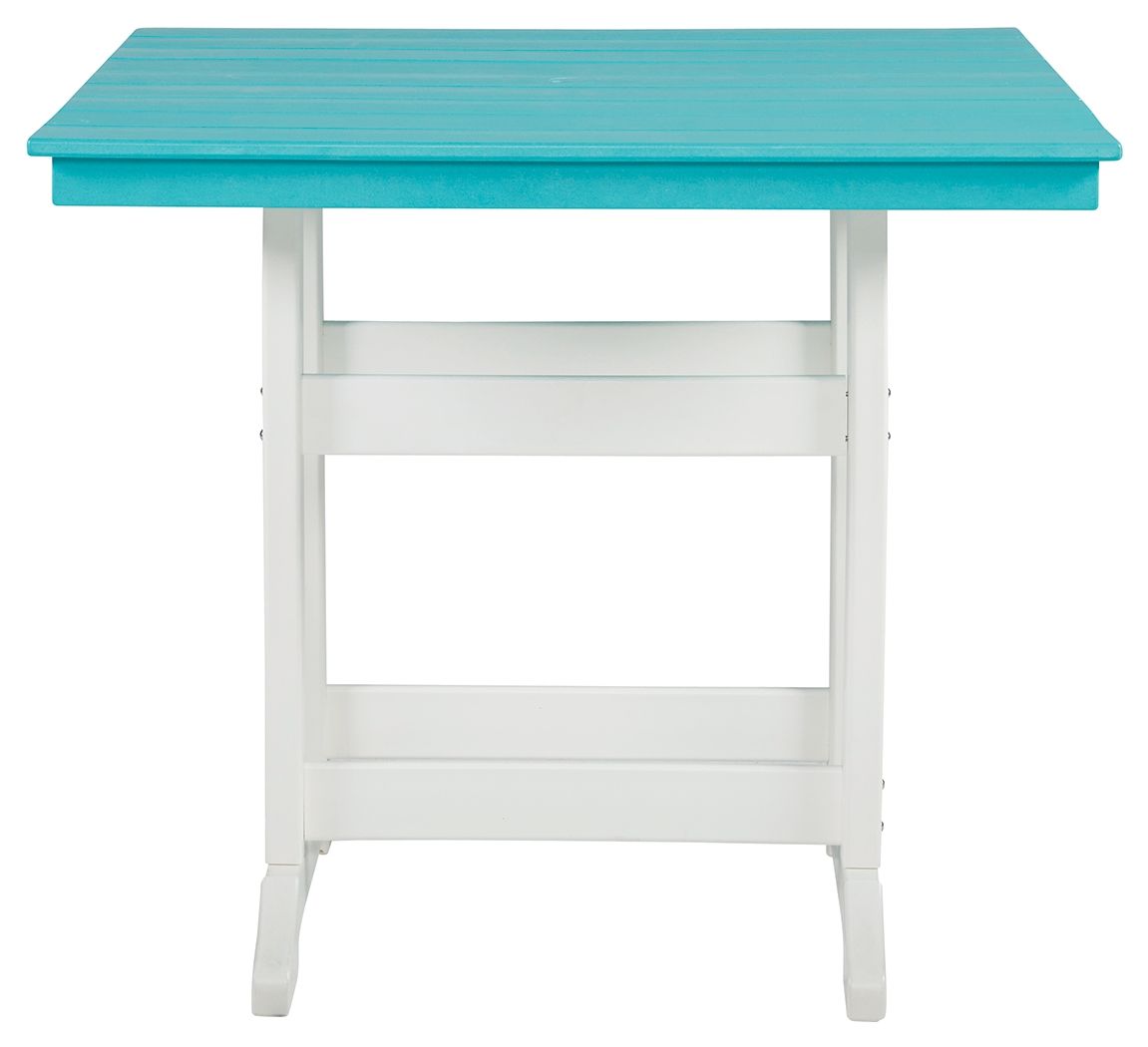Signature Design by Ashley® Eisely - Turquoise / White - Square Counter Tbl W/Umb Opt | Meri Furniture